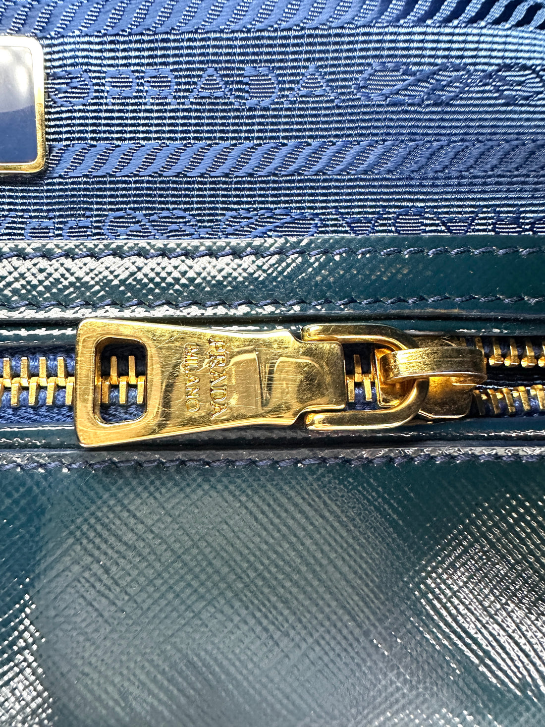 Prada Galleria Dark Green Saffiano Leather Handle Bag PR304