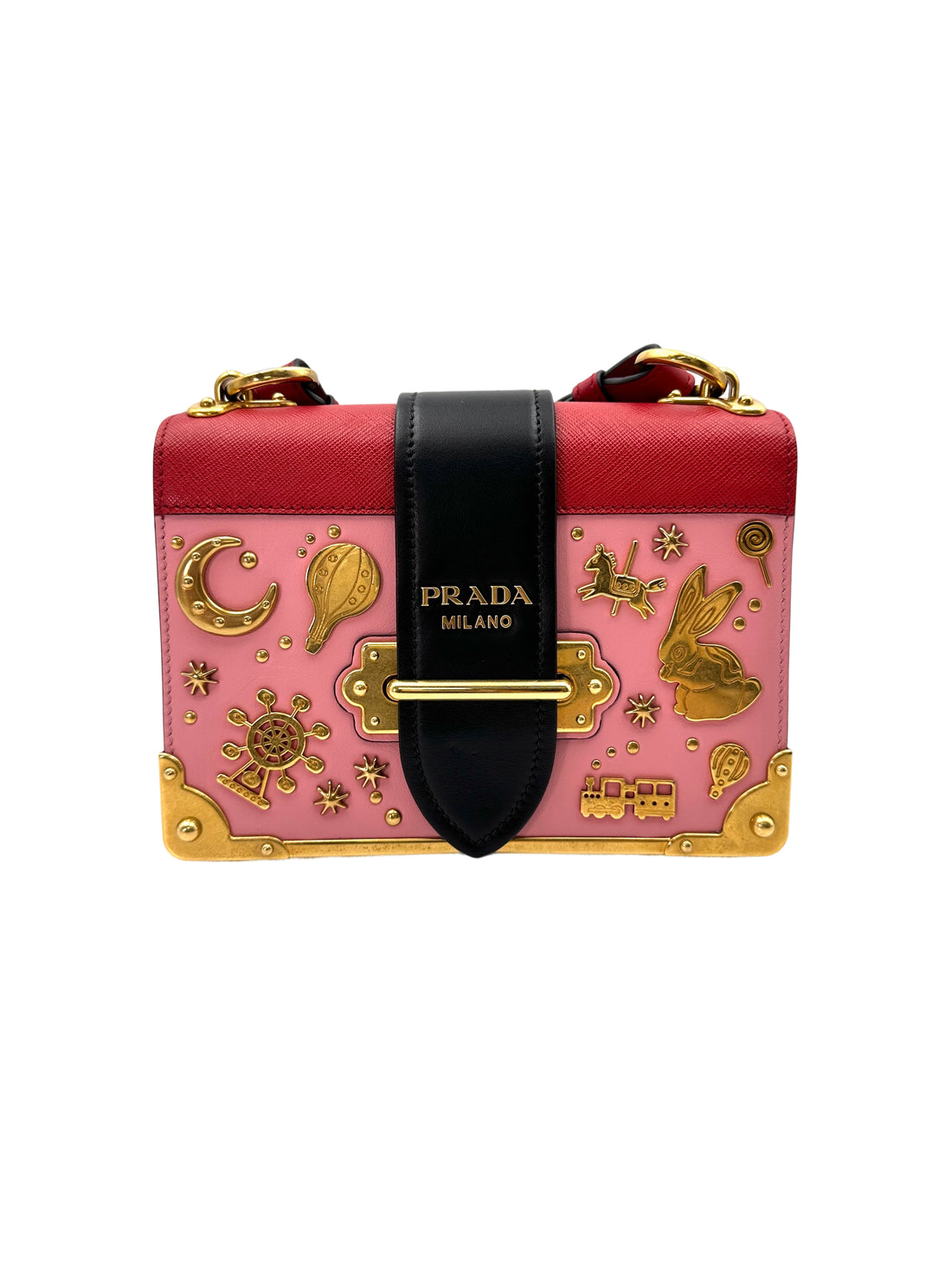 Prada Cahier Astrology Embellished Pink Leather Small Size Shoulder Bag PR306