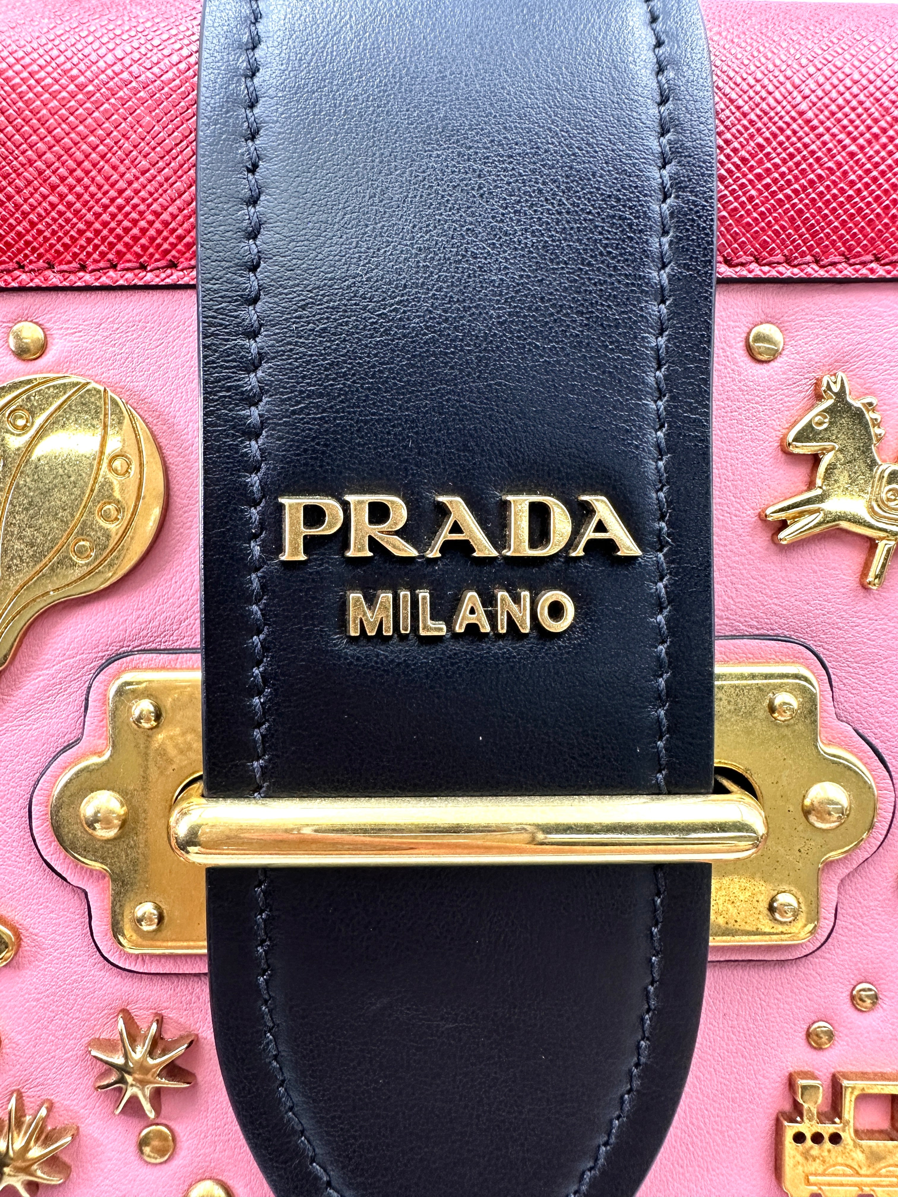 Prada Cahier Astrology Embellished Pink Leather Small Size Shoulder Bag PR306