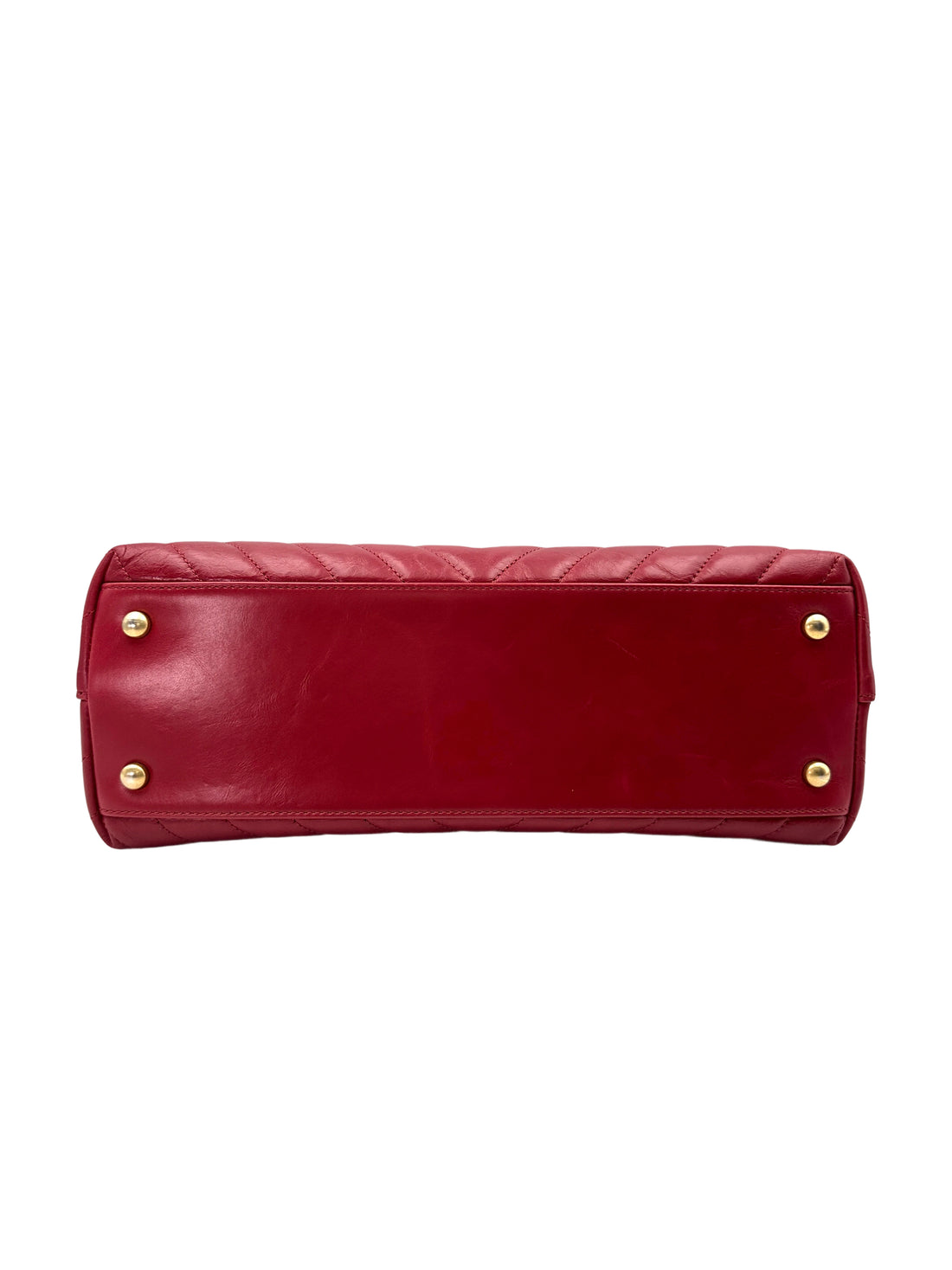 Chanel CoCo Handle Red Chevron Quilted Leather Handle Bag With Gold Buckle(24***94) CC1871