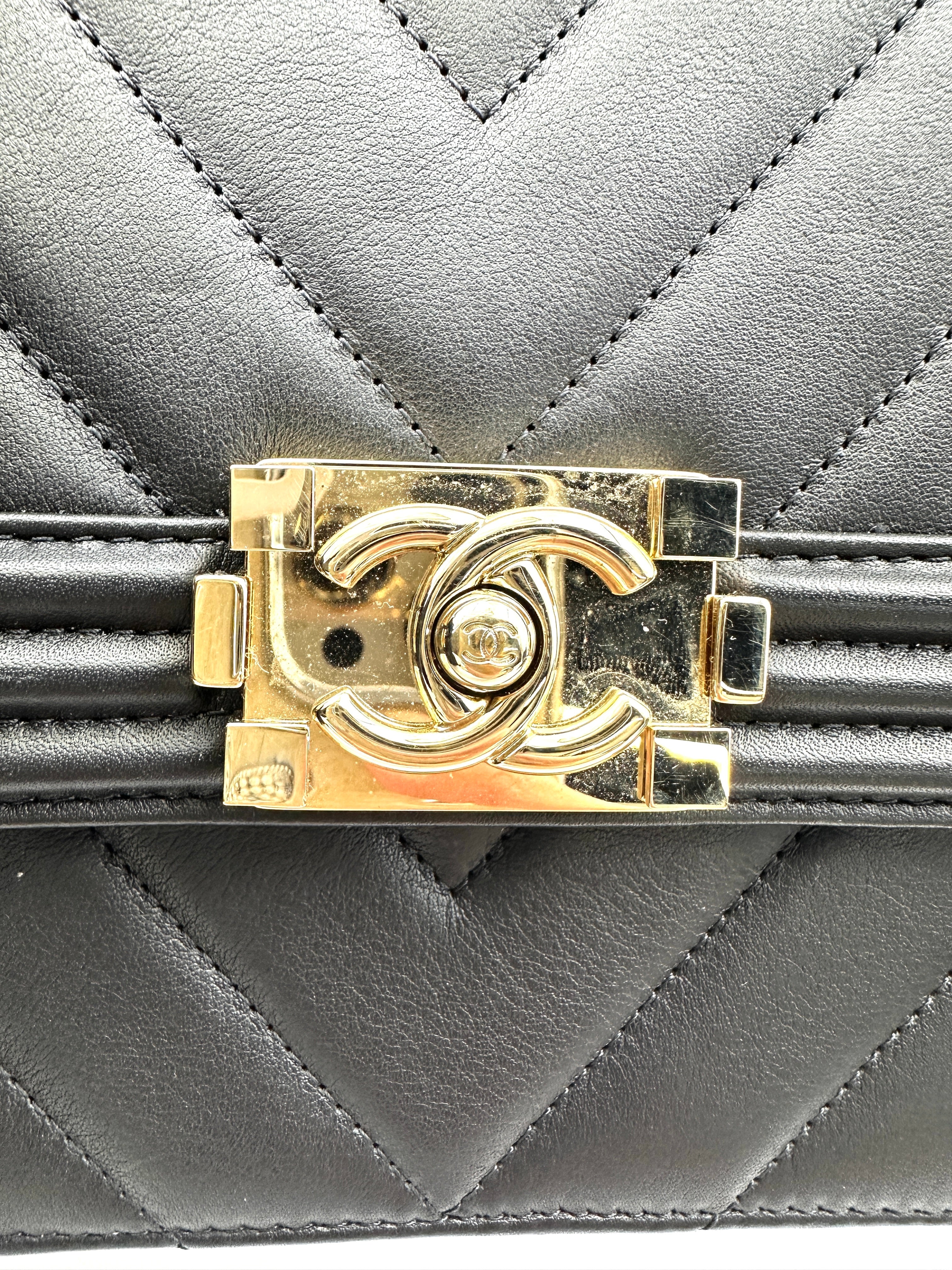 Chanel North South LeBoy Black Chevron Quilted Leather Shoulder Bag With Gold Buckle(29***98) CC1873
