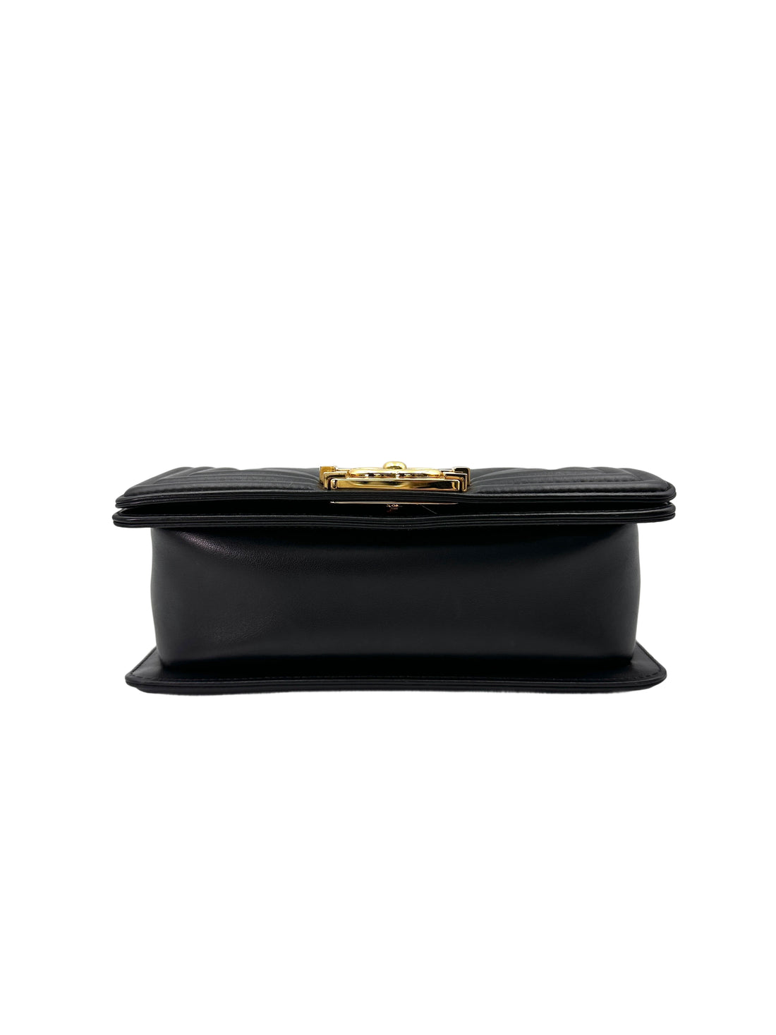 Chanel LeBoy Black Chevron Quilted Smooth Calfskin Small Size Flap Bag With Gold Buckle(26***67) CC1874