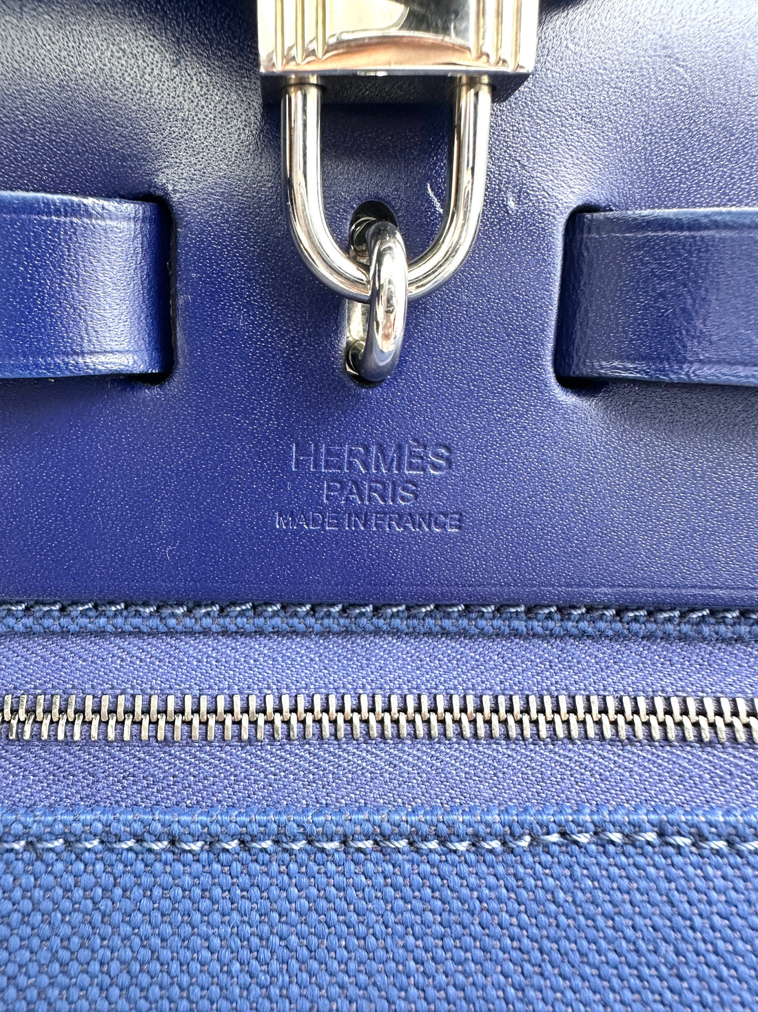 Hermes Herbag Zip 31 Navy Toile Canvas Handle Bag HR105