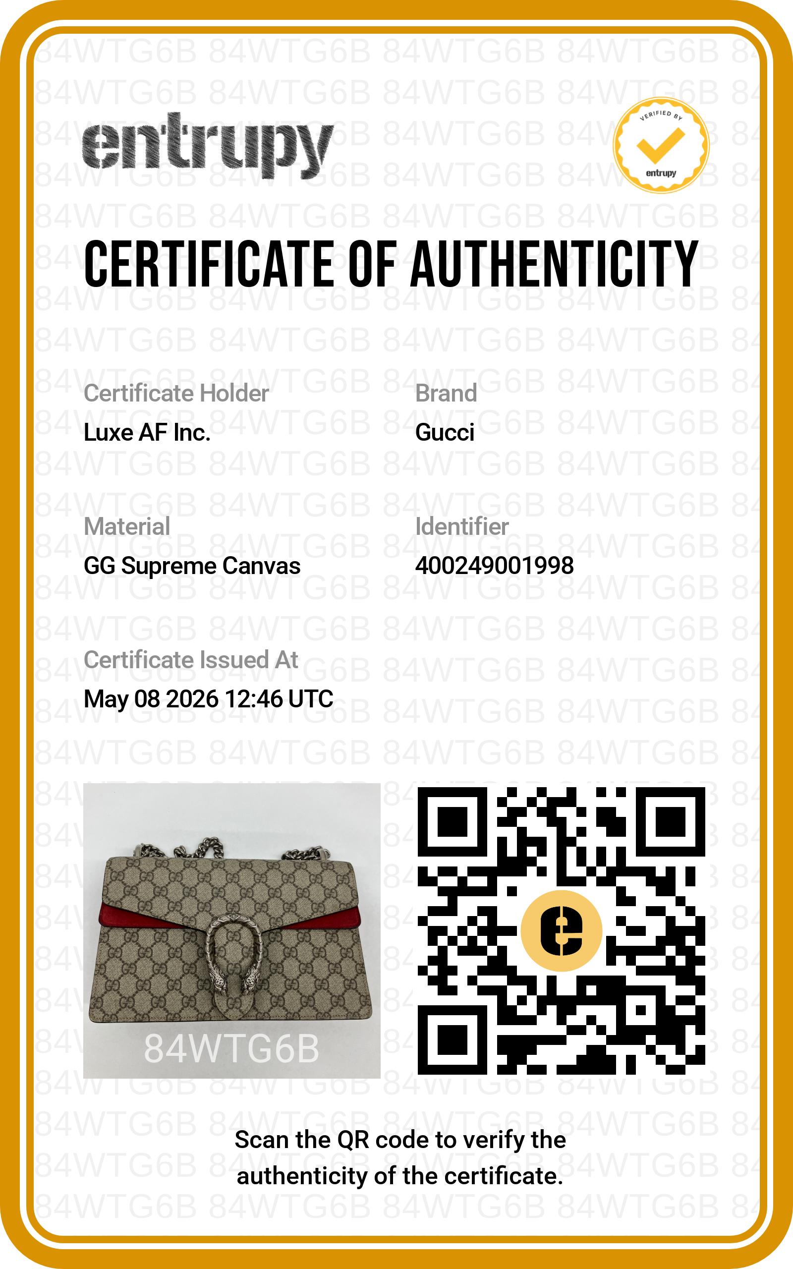 Gucci Dionysus GG Supreme Canvas Shoulder Bag With Red Tirm GG909