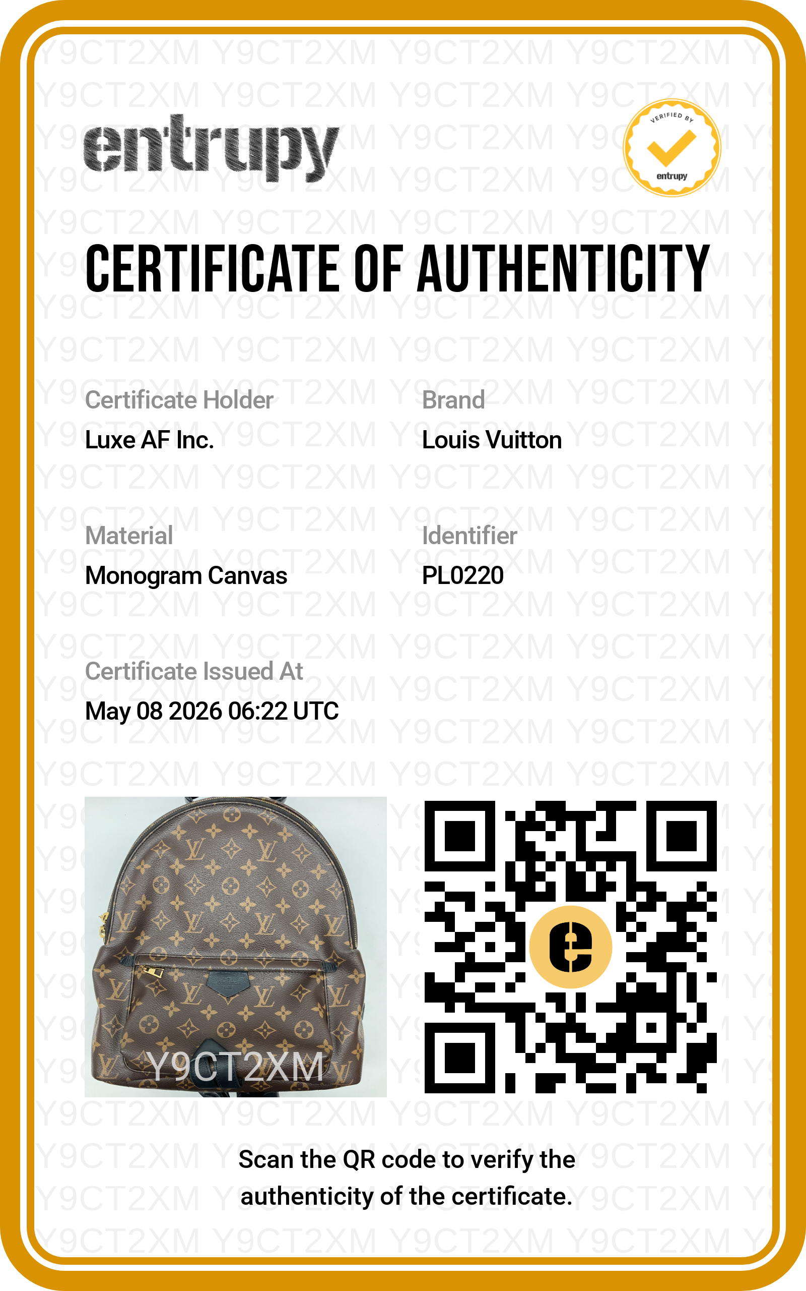 Louis Vuitton Palm Springs Monogram Canvas Backpack LV2582