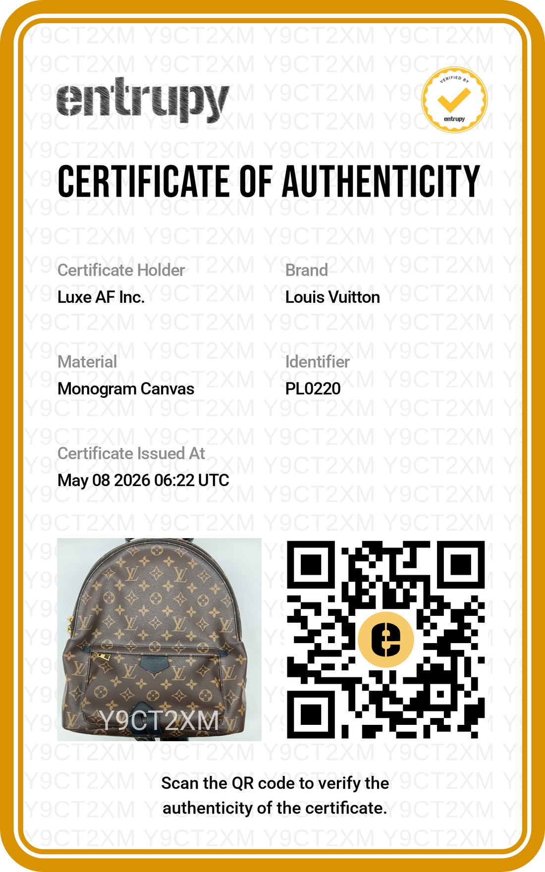 Louis Vuitton Palm Springs Monogram Canvas Backpack LV2582
