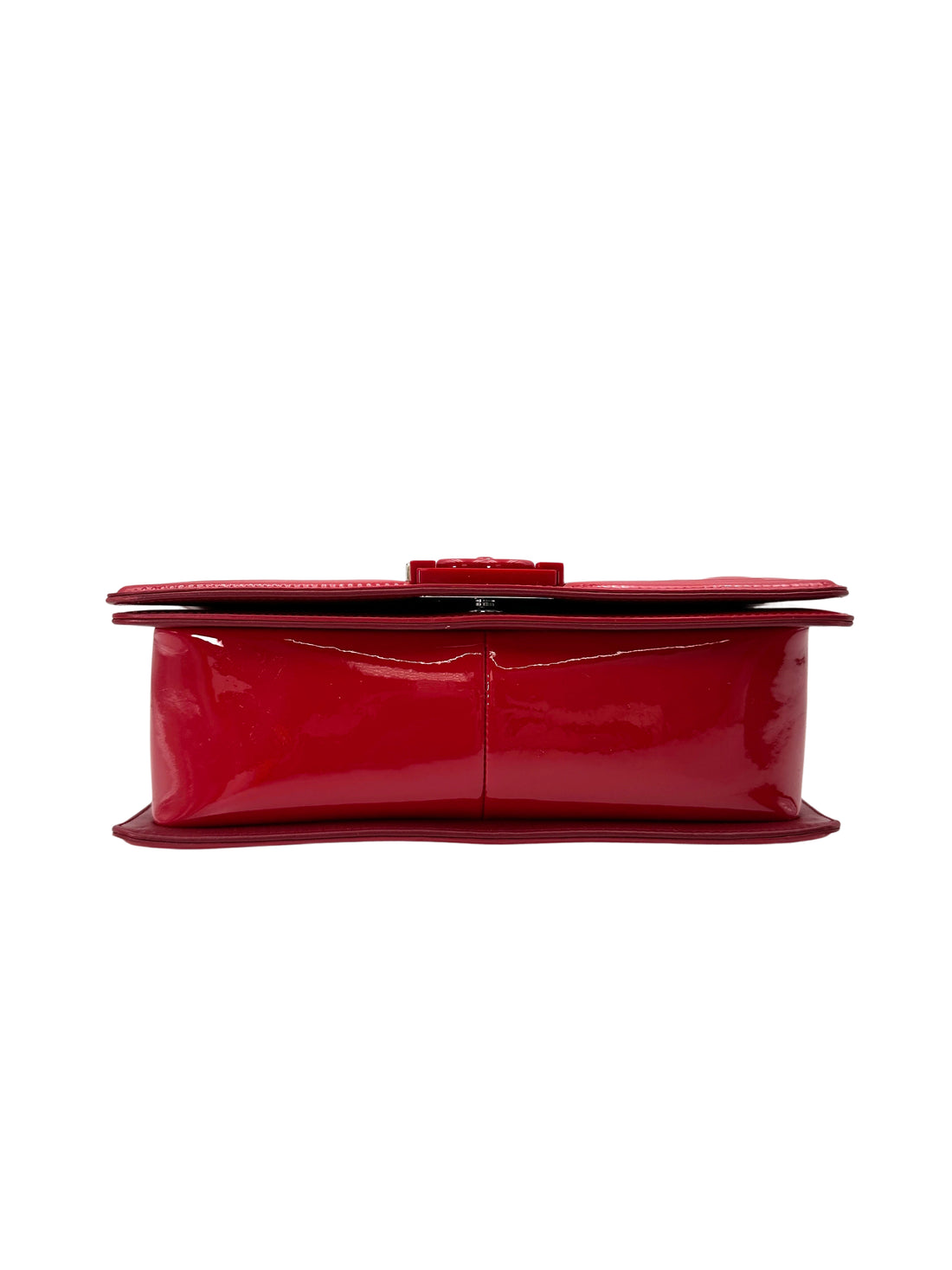 Chanel LeBoy Red Quilted Patent Leather Flap Bag With Tonal Buckle(20***21) CC1876
