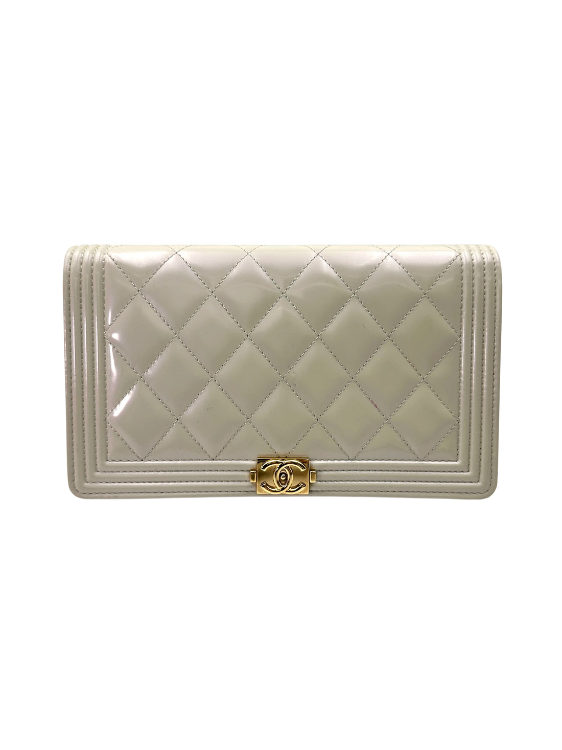 Chanel LeBoy White Quilted Leather Wallet On Chain With Gold Buckle(22***67) CC1877