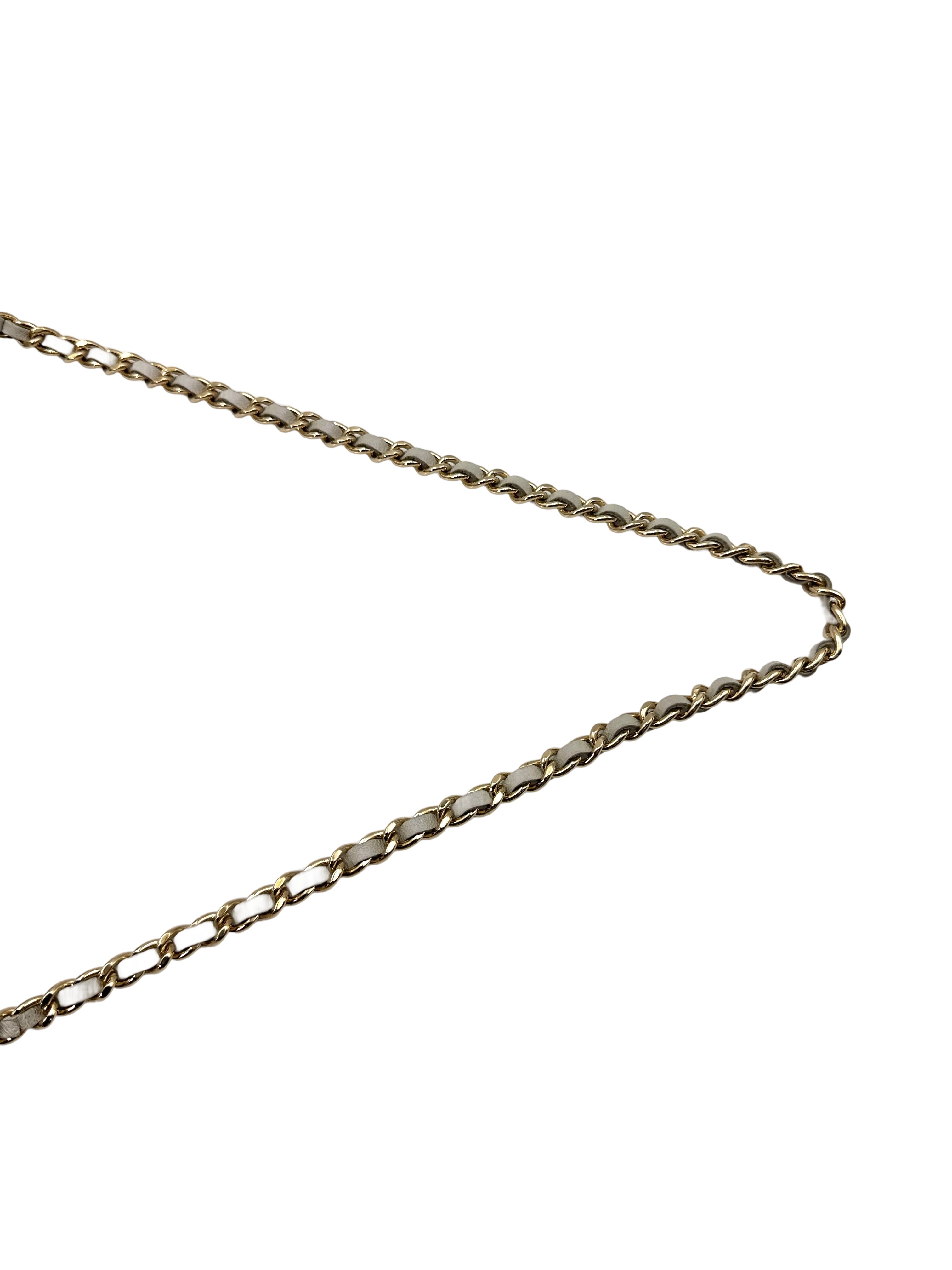 Chanel LeBoy White Quilted Leather Wallet On Chain With Gold Buckle(22***67) CC1877