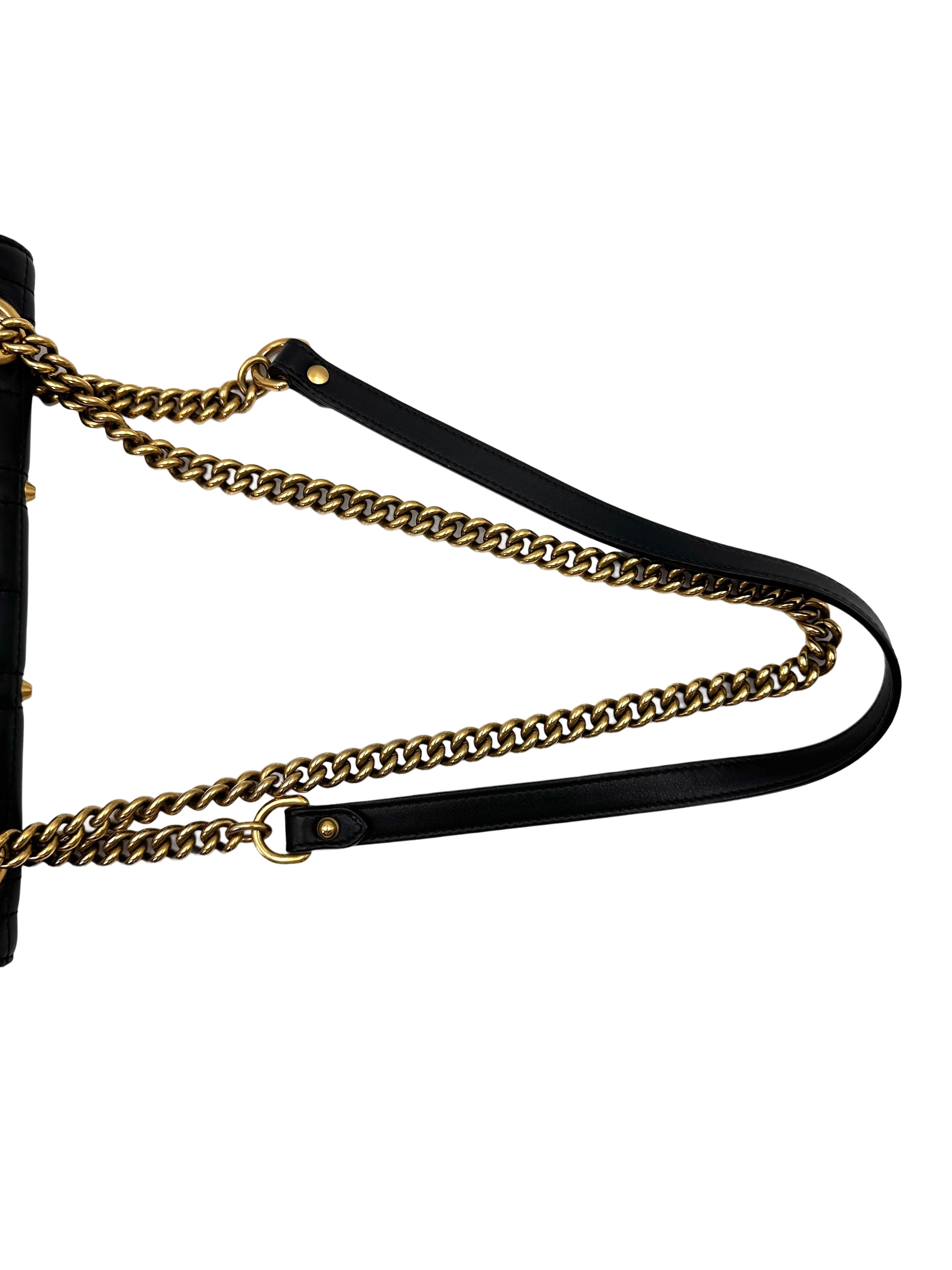 Gucci GG Marmont Pearl And Studded Embellished Black Quilted Leather Medium Size Shoulder Bag GG908