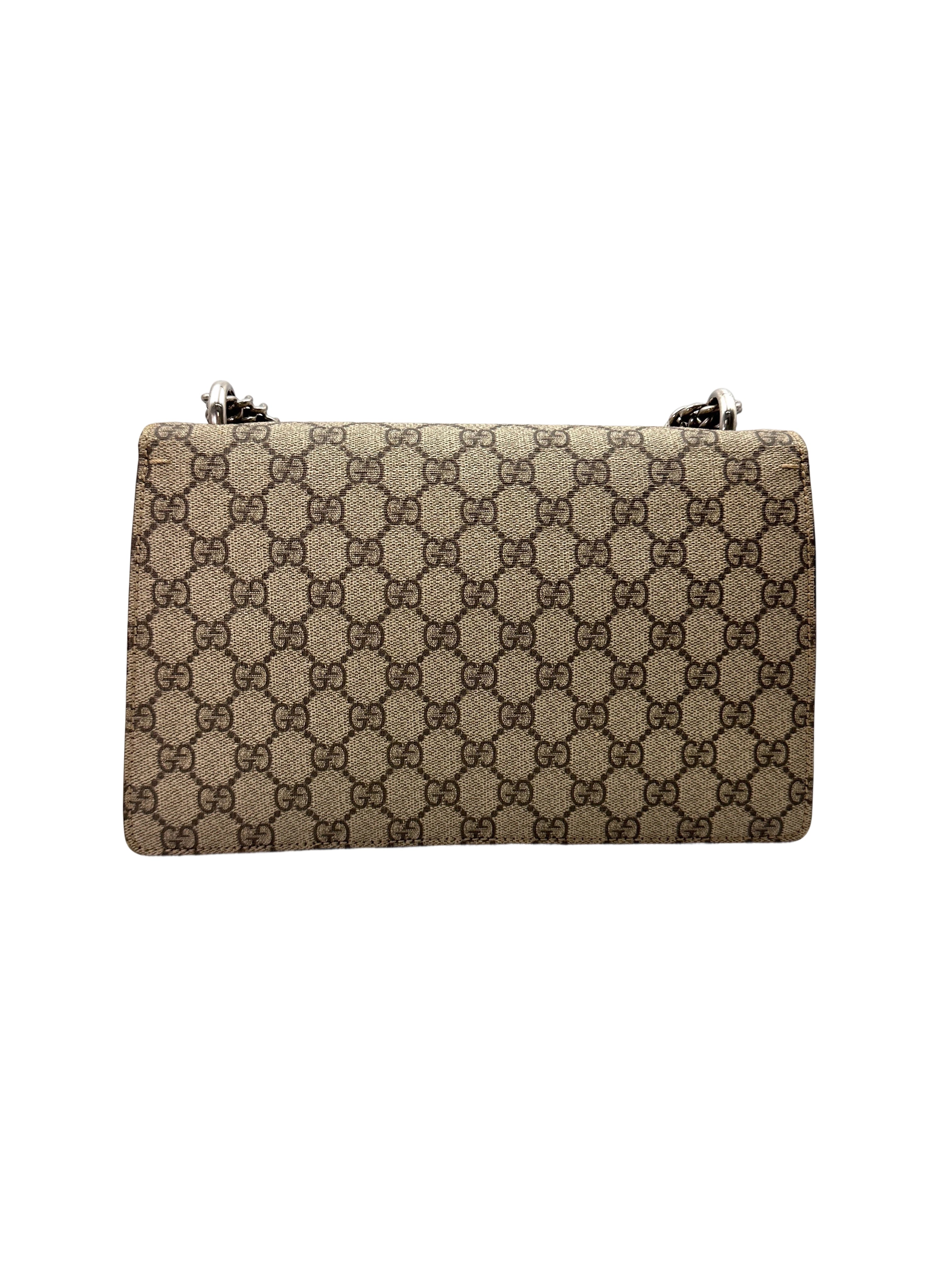 Gucci Dionysus GG Supreme Canvas Shoulder Bag With Red Tirm GG909