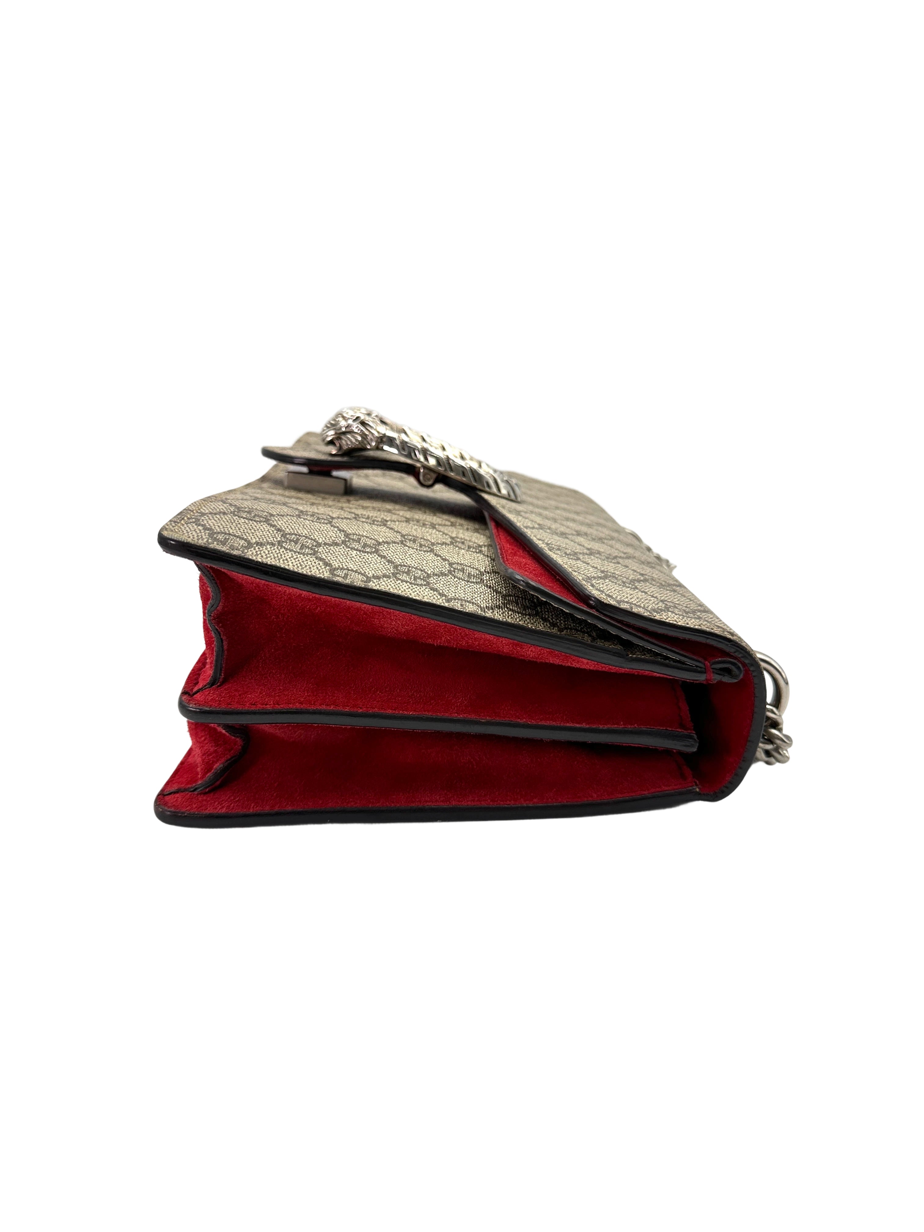 Gucci Dionysus GG Supreme Canvas Shoulder Bag With Red Tirm GG909