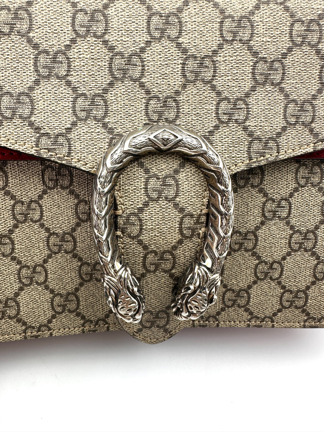 Gucci Dionysus GG Supreme Canvas Shoulder Bag With Red Tirm GG909