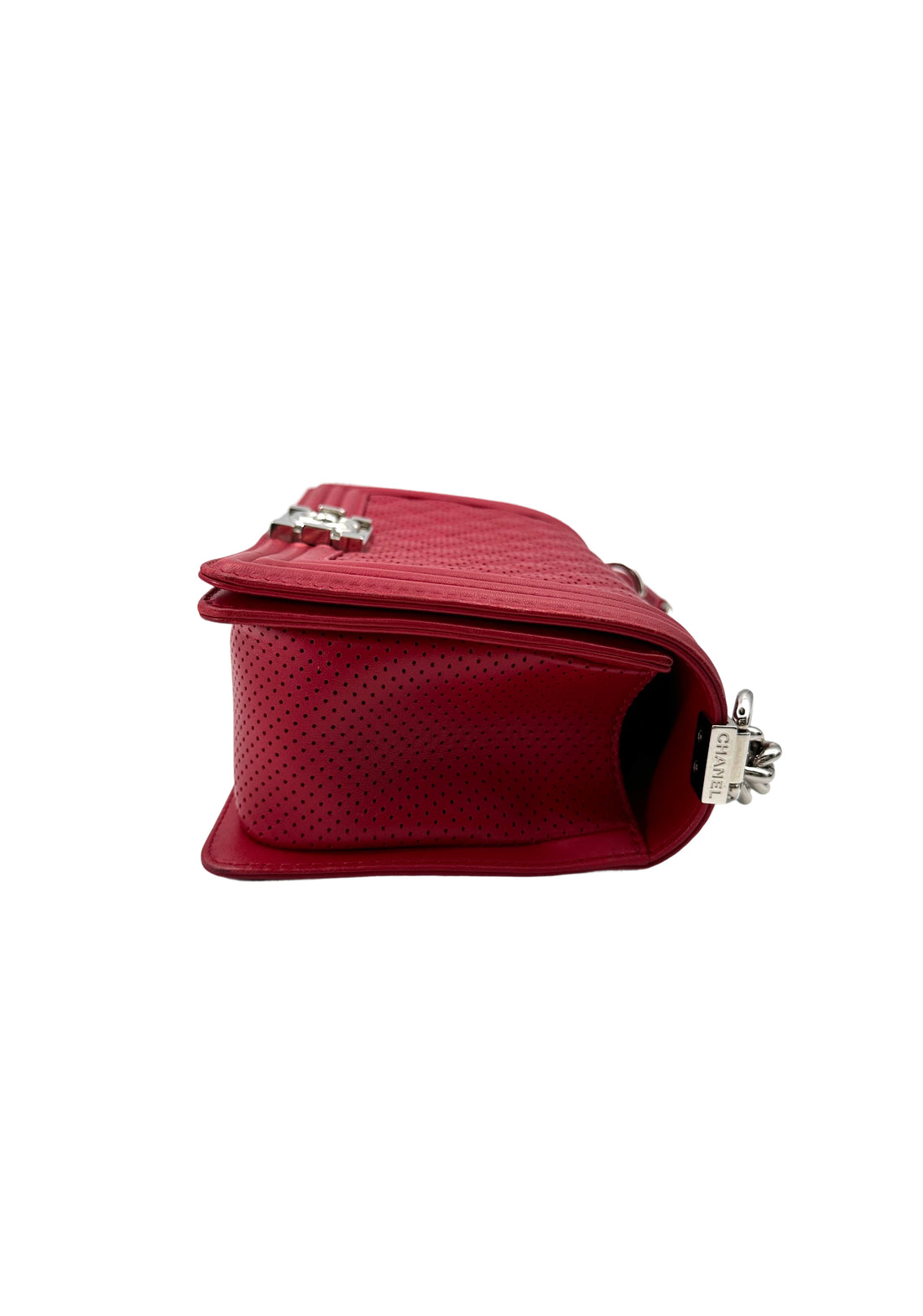 Chanel LeBoy Red Quilted Calfskin Medium Size Flap Bag With Aged Silver Buckle(19***68) CC1878
