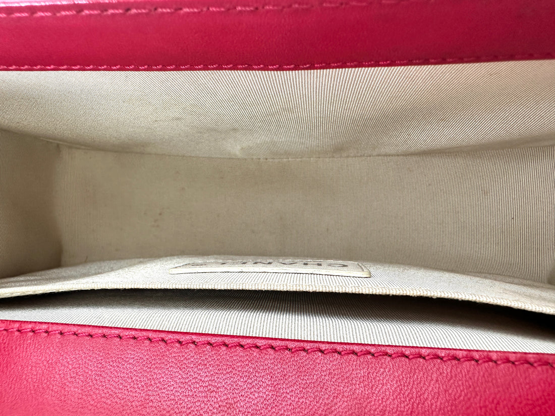 Chanel LeBoy Red Quilted Calfskin Medium Size Flap Bag With Aged Silver Buckle(19***68) CC1878