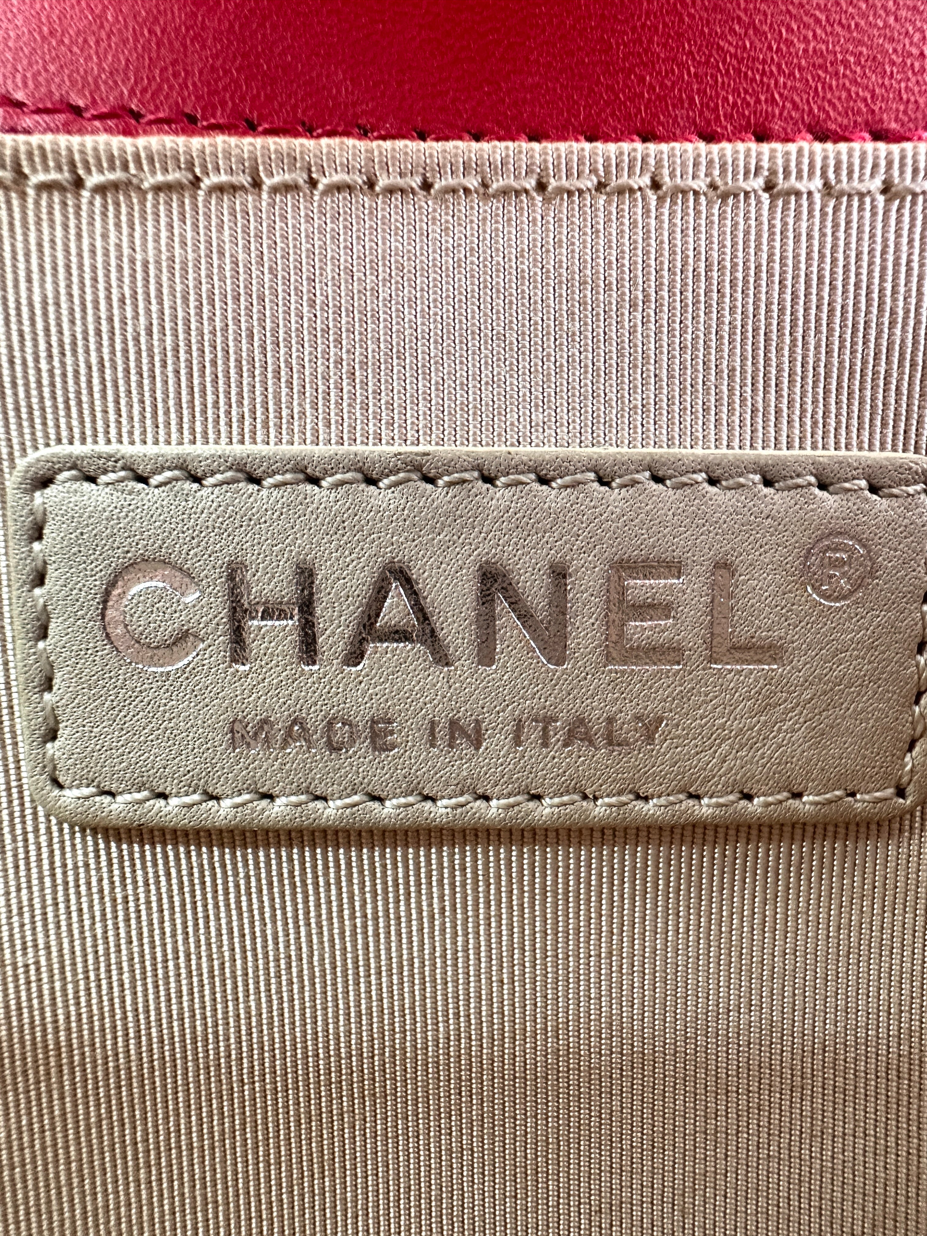 Chanel LeBoy Red Quilted Calfskin Medium Size Flap Bag With Aged Silver Buckle(19***68) CC1878