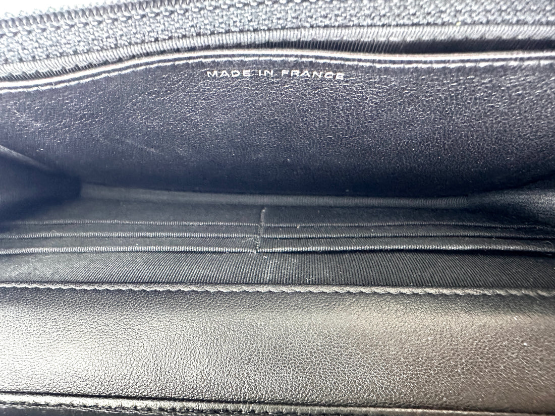 Chanel Black Quilted Patent Leather Wallet On Chain With Silver Buckle(22***10) IRIS208