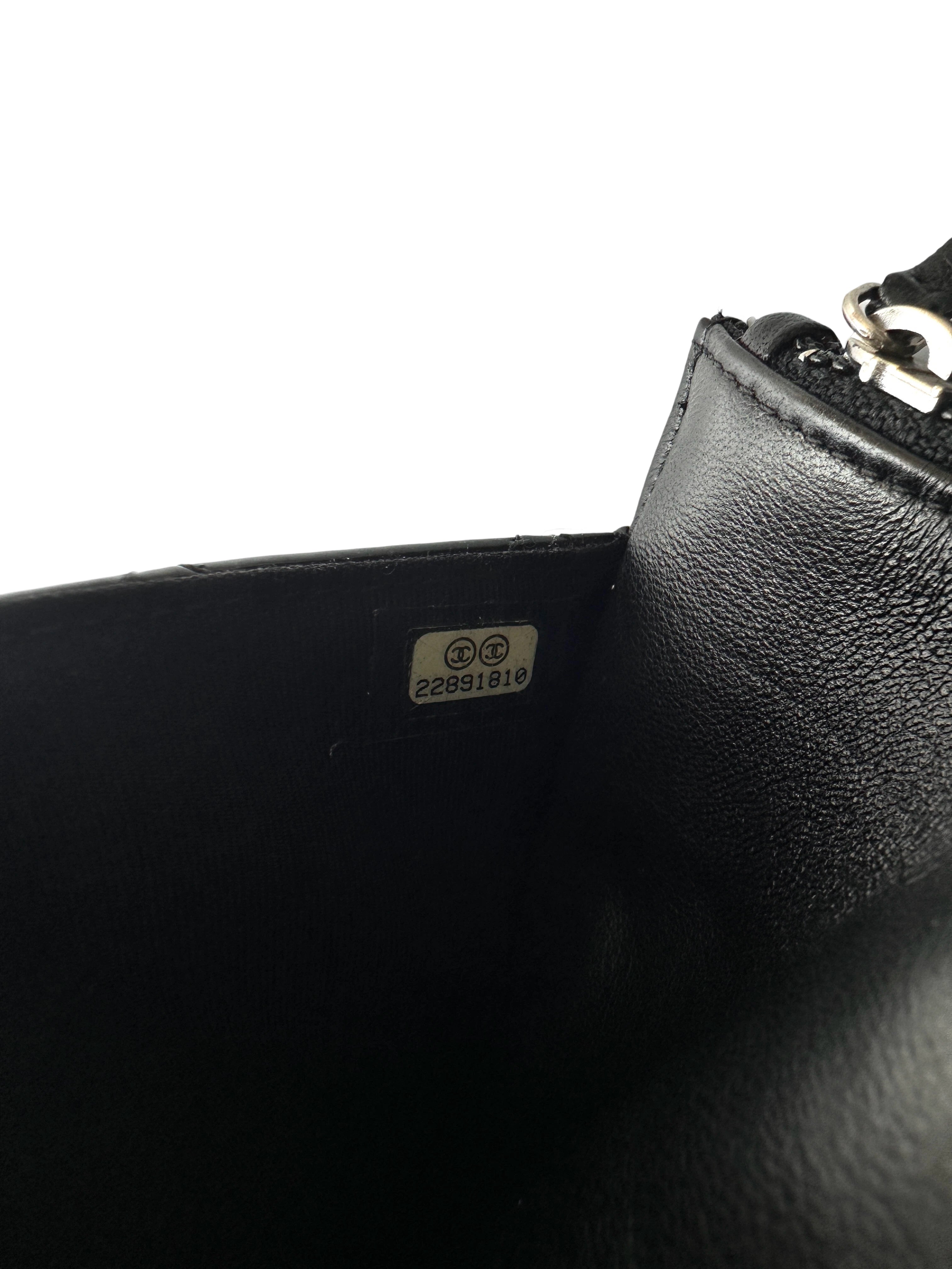 Chanel Black Quilted Patent Leather Wallet On Chain With Silver Buckle(22***10) IRIS208