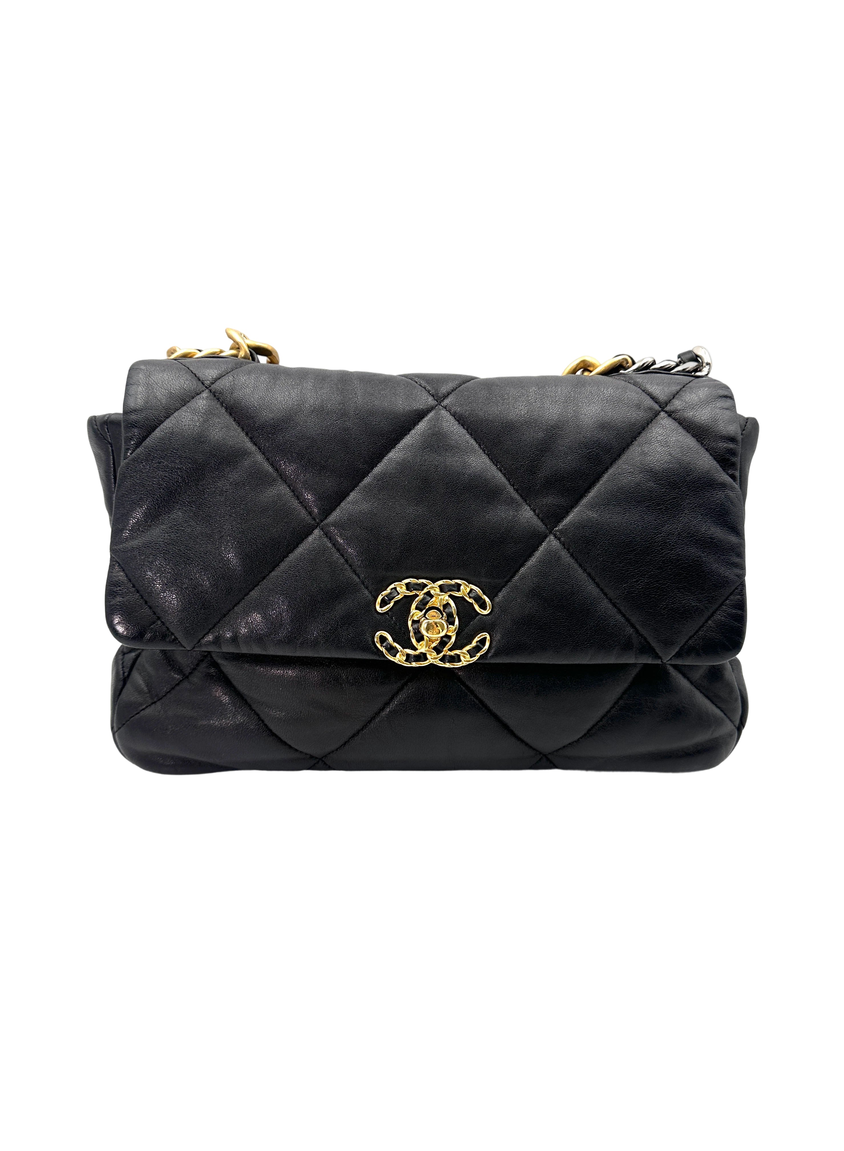 Chanel 19Bag Black Quilted Leather Flap Bag With Gold Hardware(29***55) CC1879