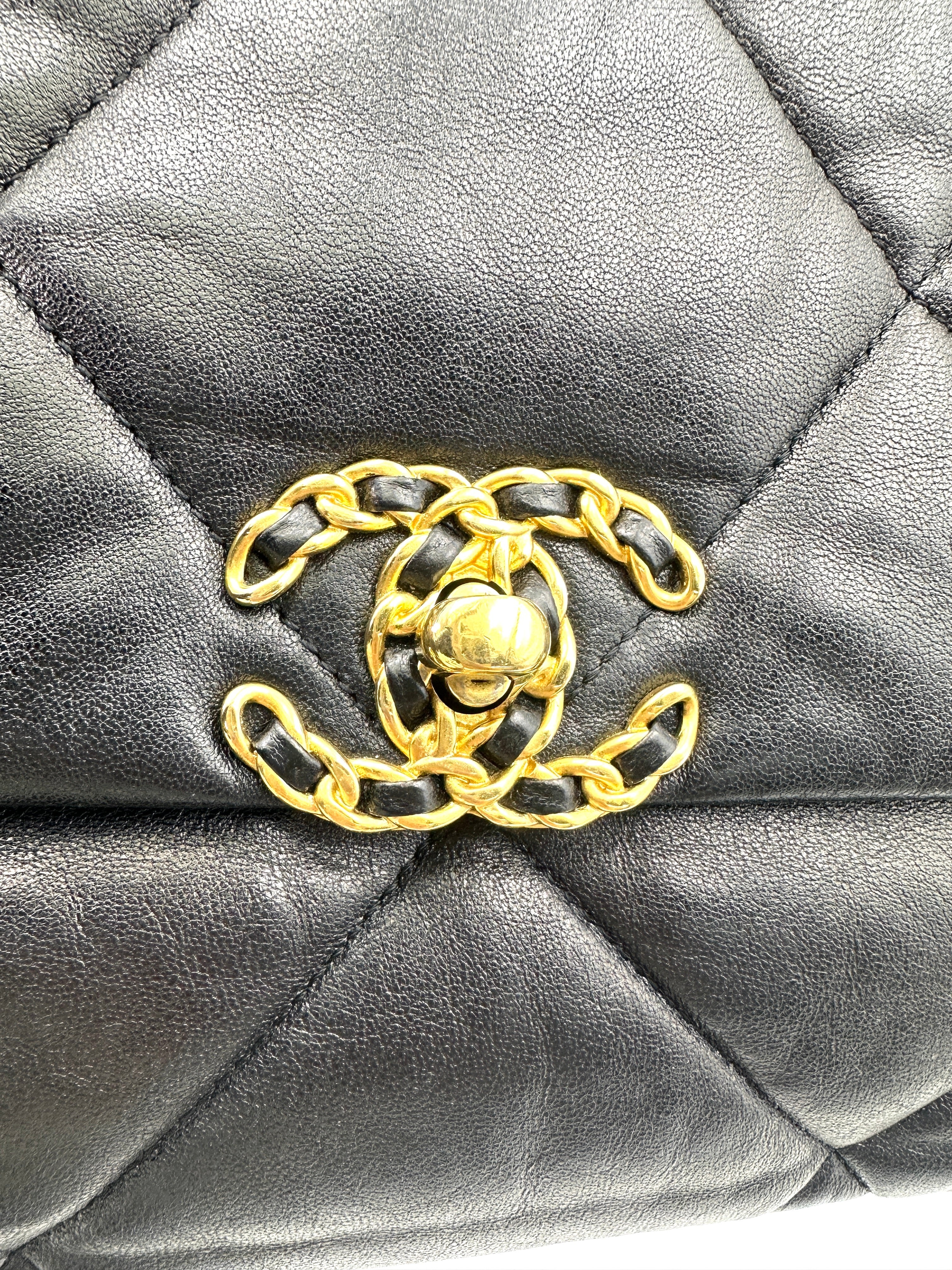 Chanel 19Bag Black Quilted Leather Flap Bag With Gold Hardware(29***55) CC1879