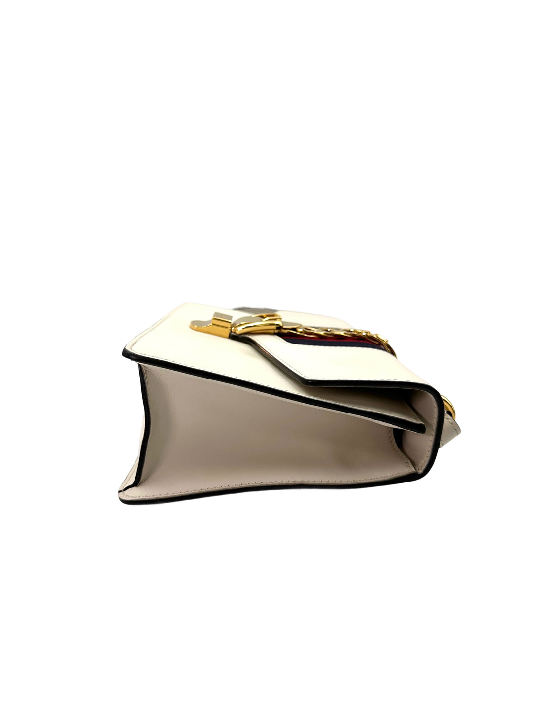 Gucci Sylvie White Leather Medium Size Shoulder Bag GG910