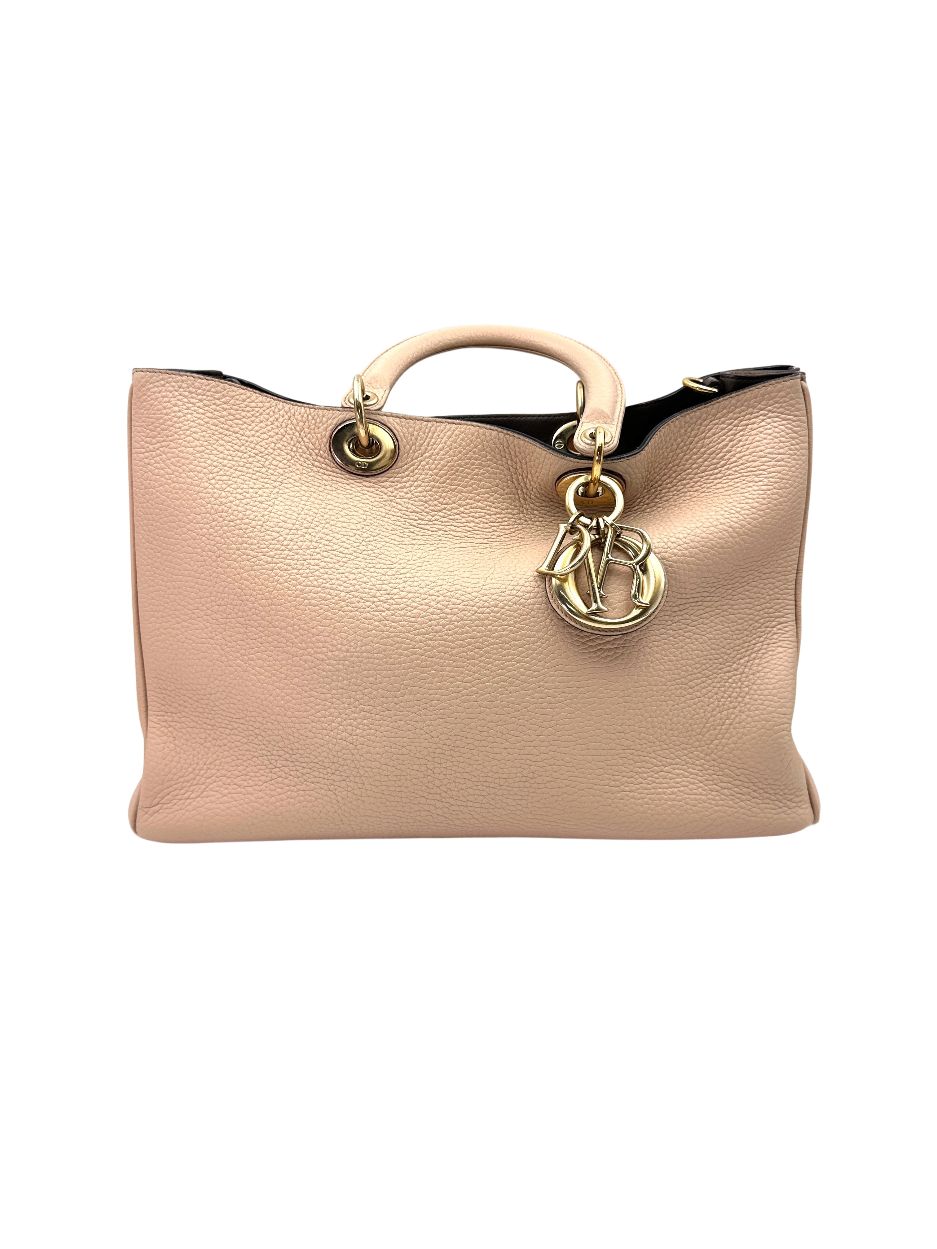 Christian Dior Diorissimo Beige Leather Large Size Top Handle Bag DR715