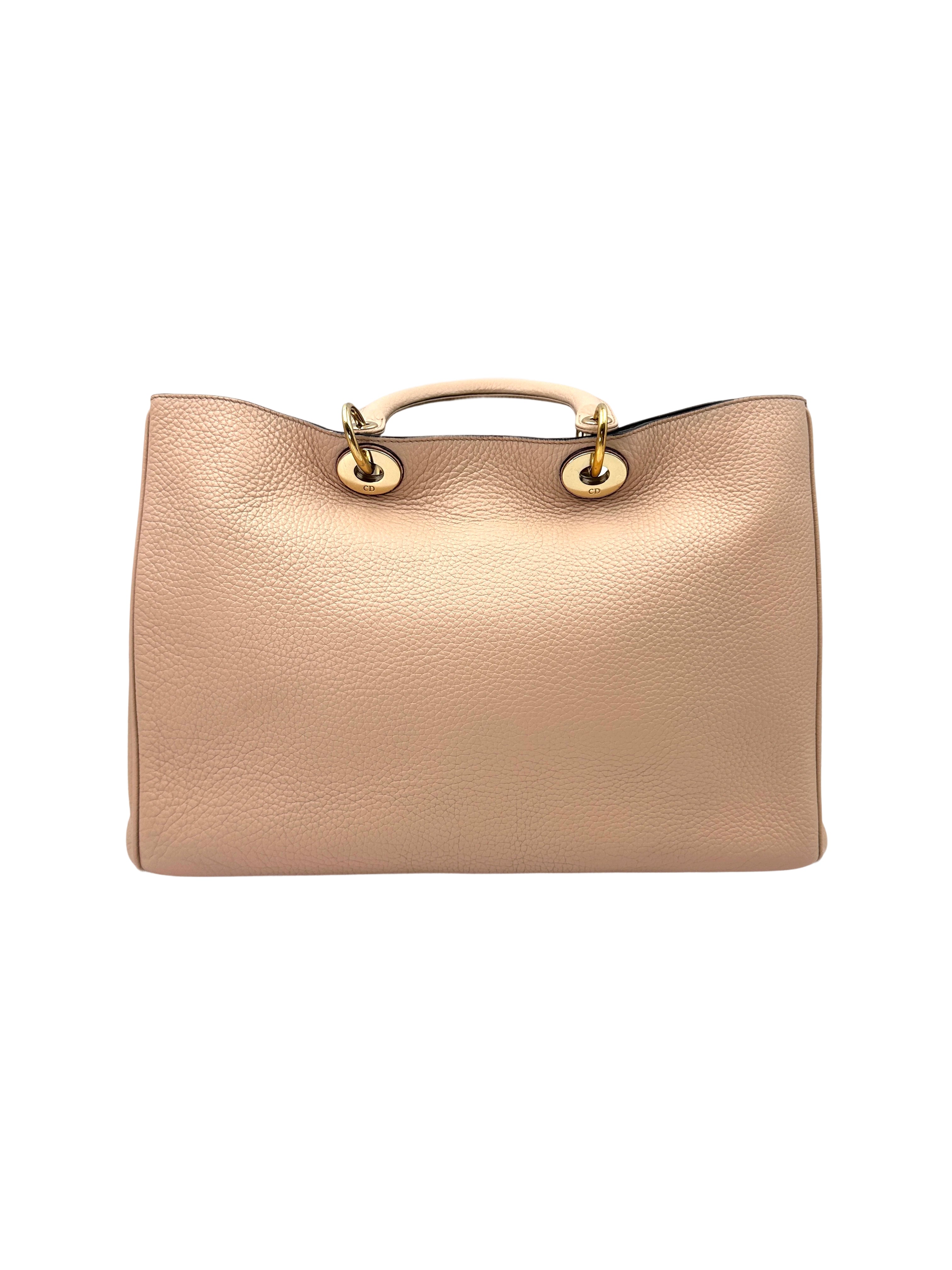 Christian Dior Diorissimo Beige Leather Large Size Top Handle Bag DR715