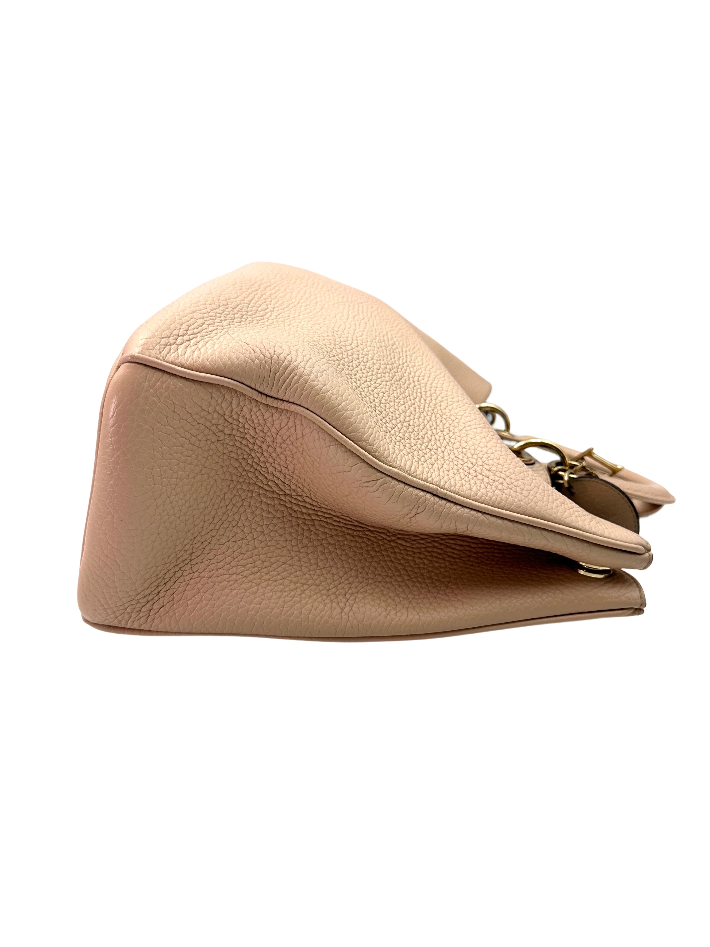 Christian Dior Diorissimo Beige Leather Large Size Top Handle Bag DR715