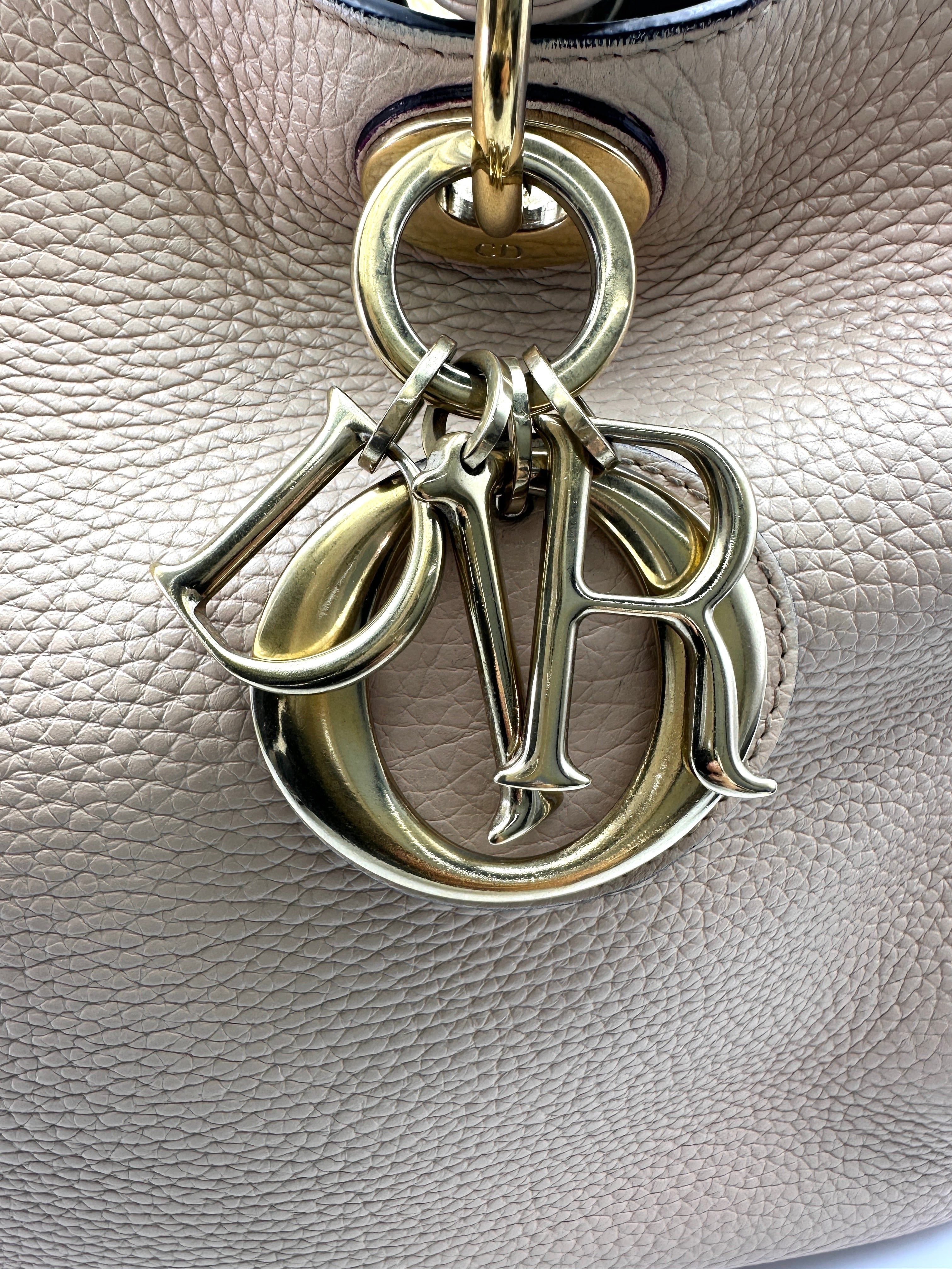 Christian Dior Diorissimo Beige Leather Large Size Top Handle Bag DR715