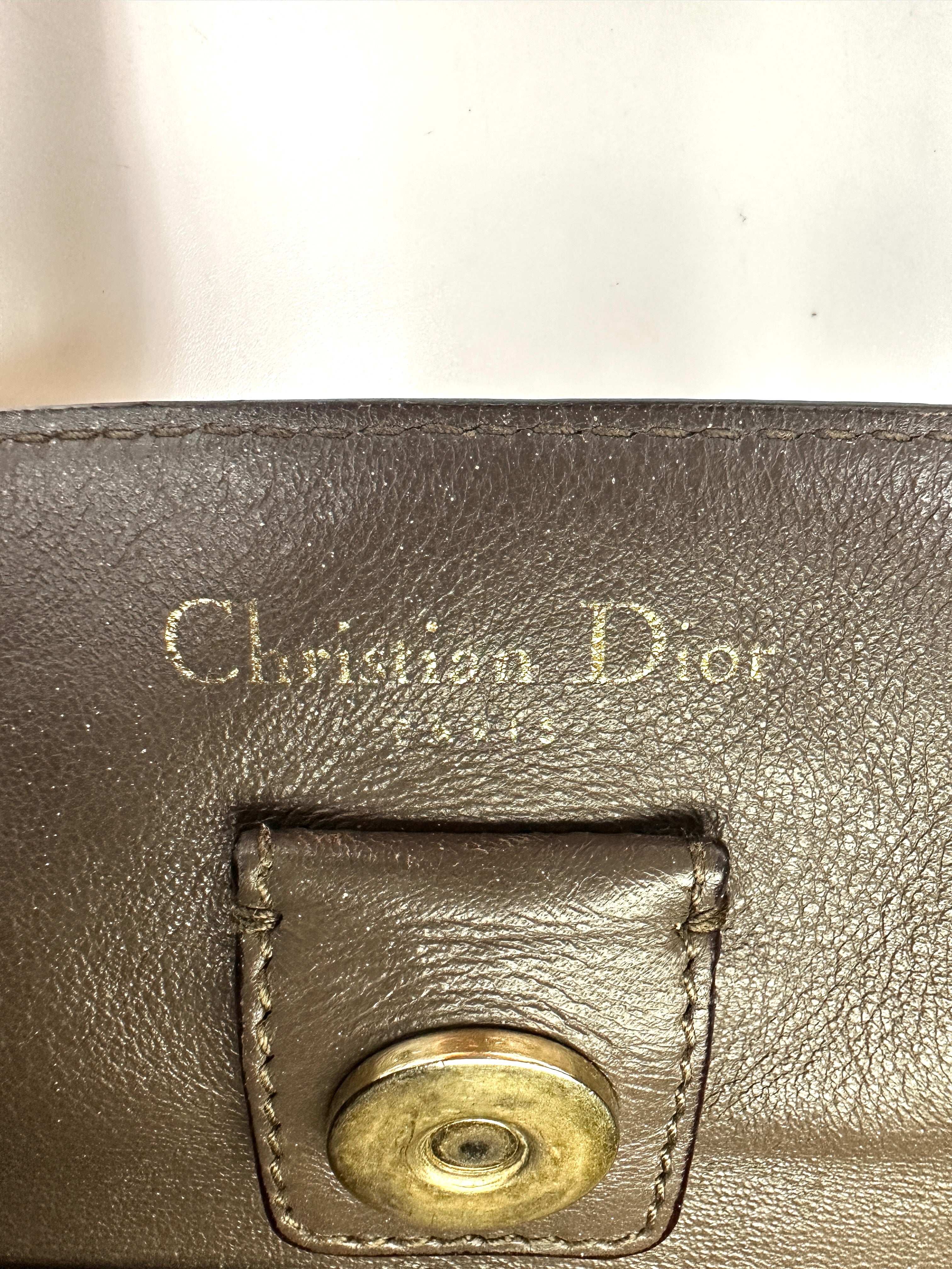 Christian Dior Diorissimo Beige Leather Large Size Top Handle Bag DR715