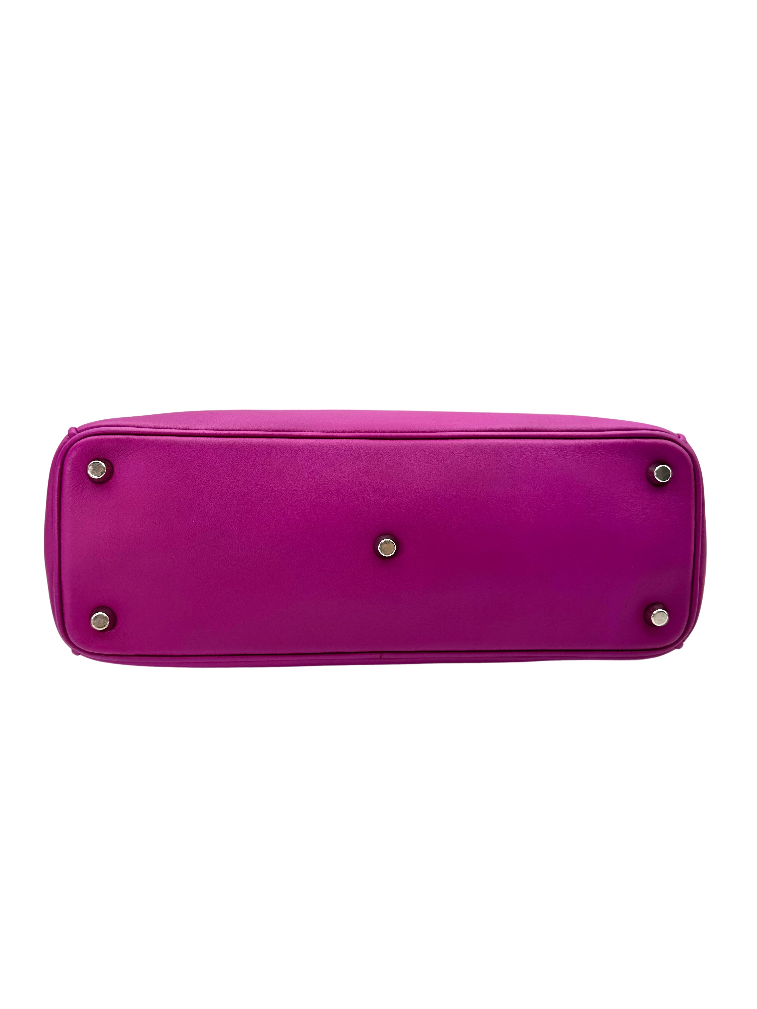 Christian Dior Diorissimo Purple Leather Medium Size Top Handle Bag With Pouch DR716