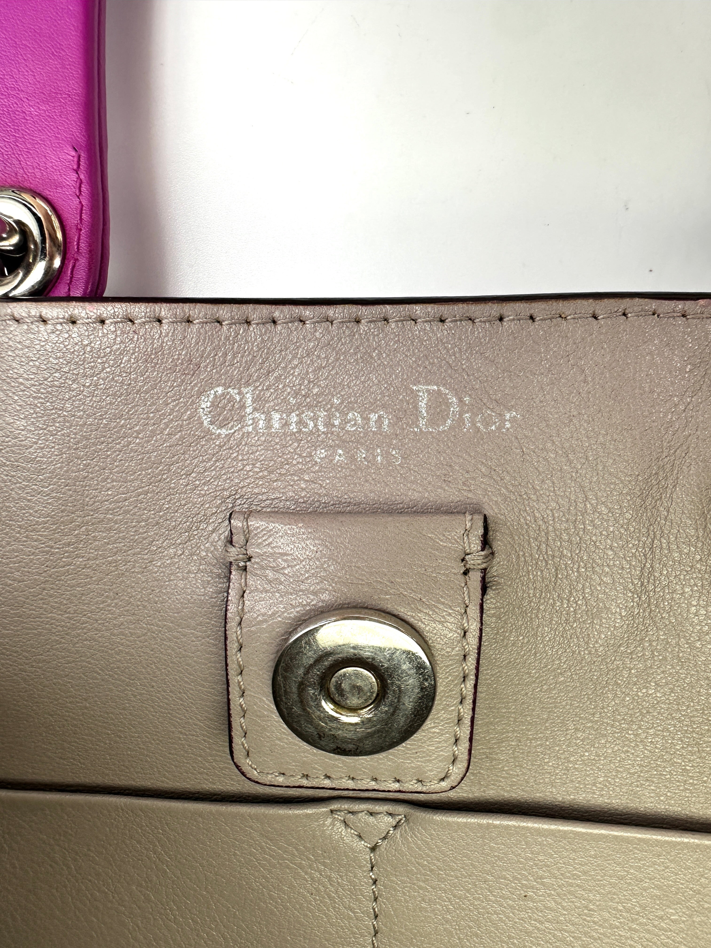 Christian Dior Diorissimo Purple Leather Medium Size Top Handle Bag With Pouch DR716