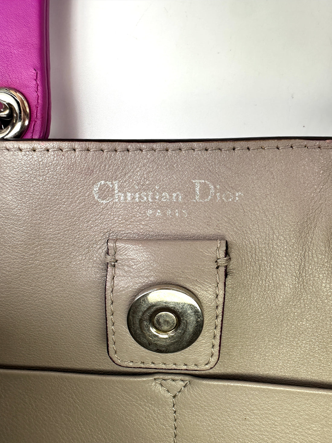 Christian Dior Diorissimo Purple Leather Medium Size Top Handle Bag With Pouch DR716