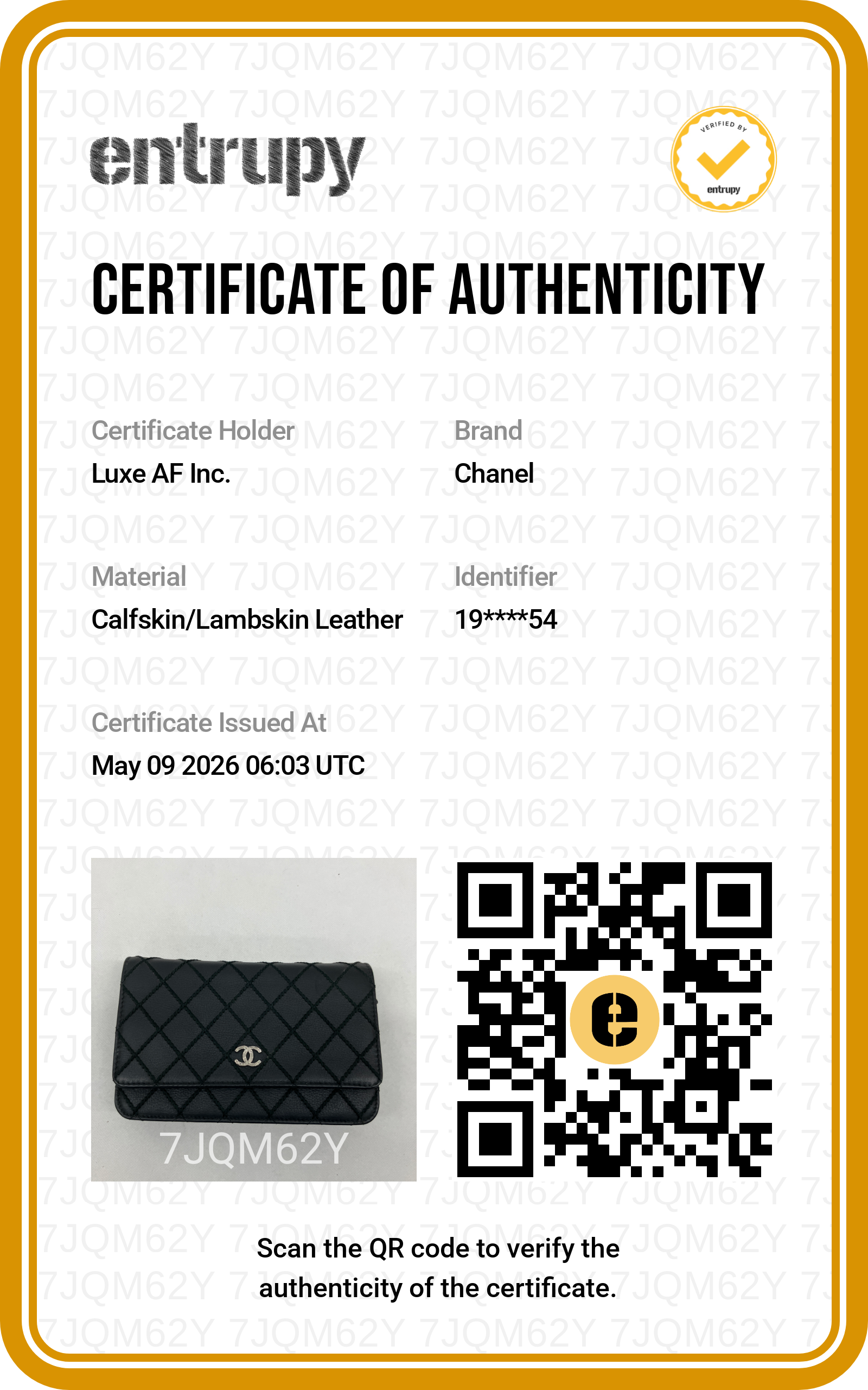 Chanel Black Quilted Calfskin Diamond Stitch Wallet On Chain(19***54) CC1880