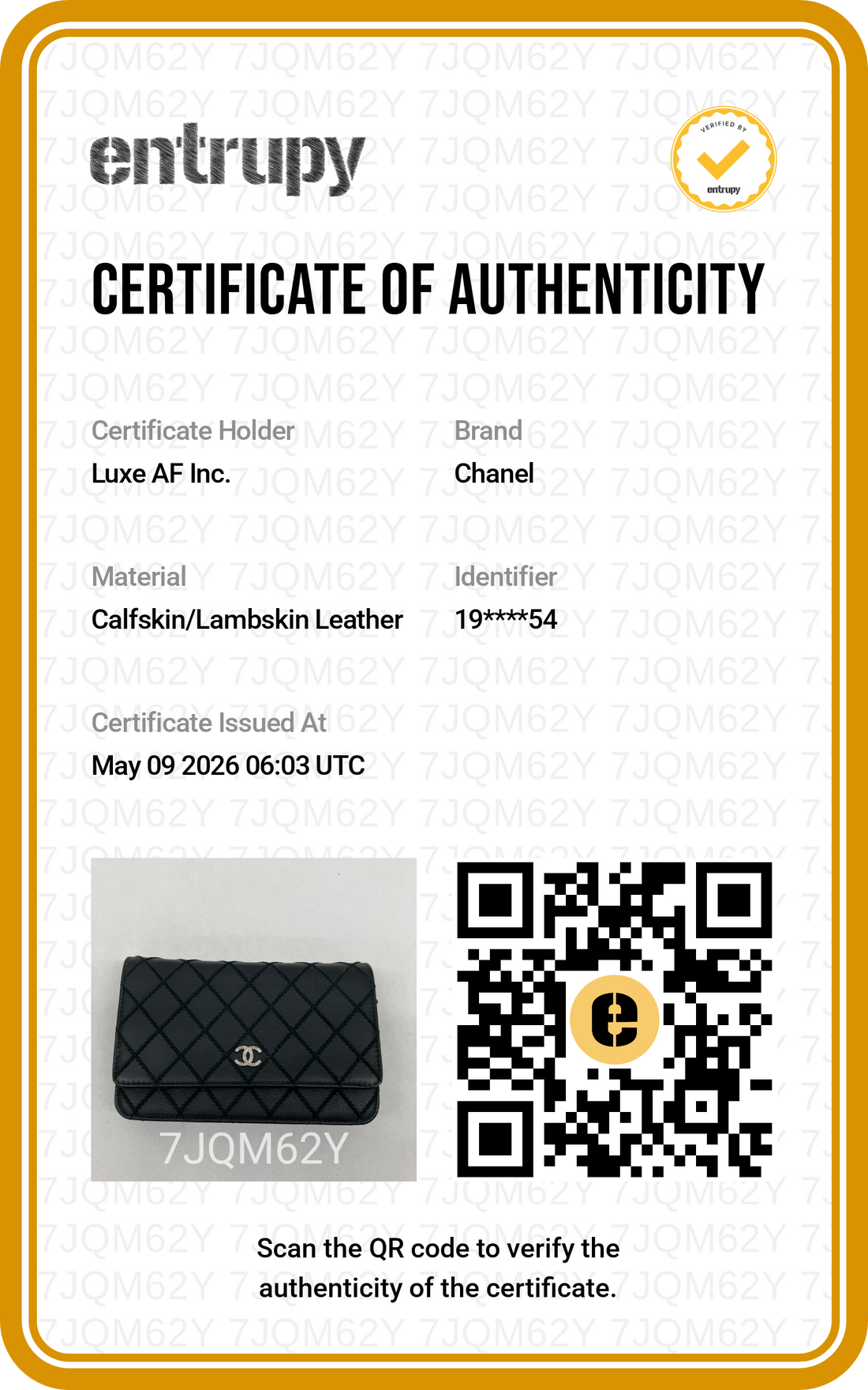 Chanel Black Quilted Calfskin Diamond Stitch Wallet On Chain(19***54) CC1880