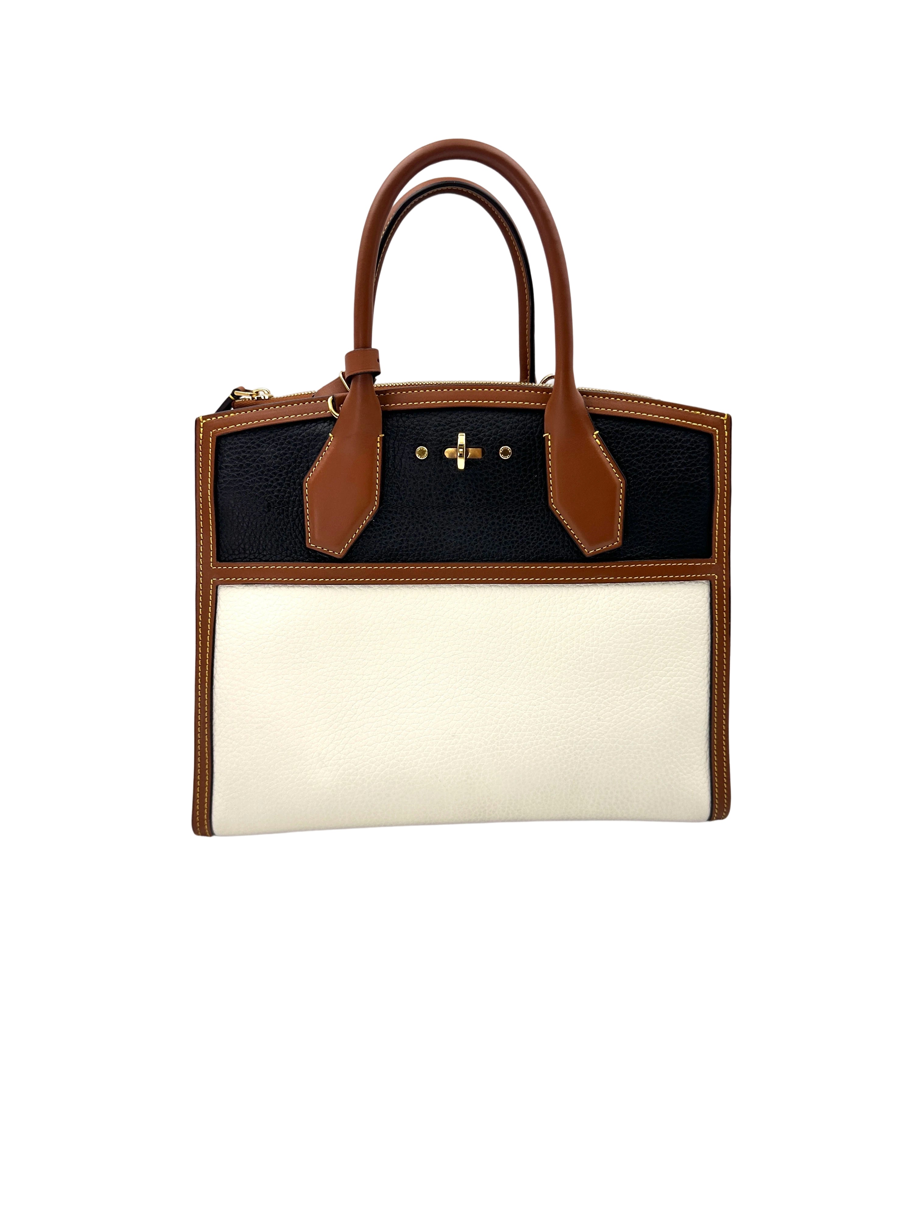 Louis Vuitton City Steamer Black/White Grained Leather Handle Bag LV2608