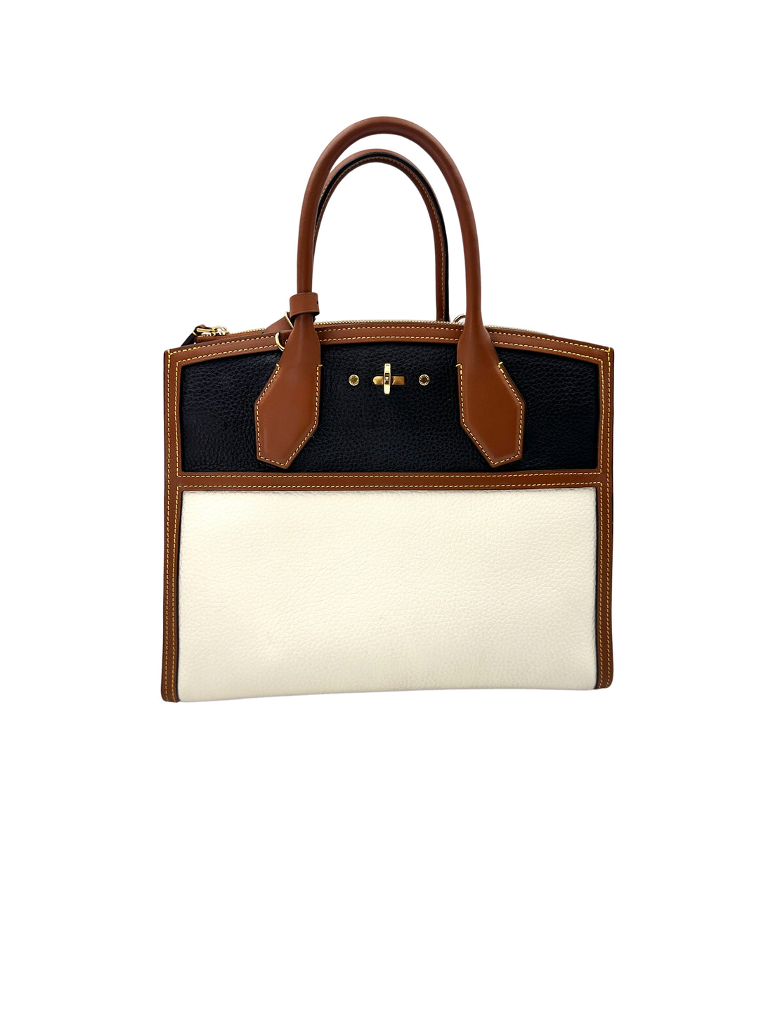 Louis Vuitton City Steamer Black/White Grained Leather Handle Bag LV2608