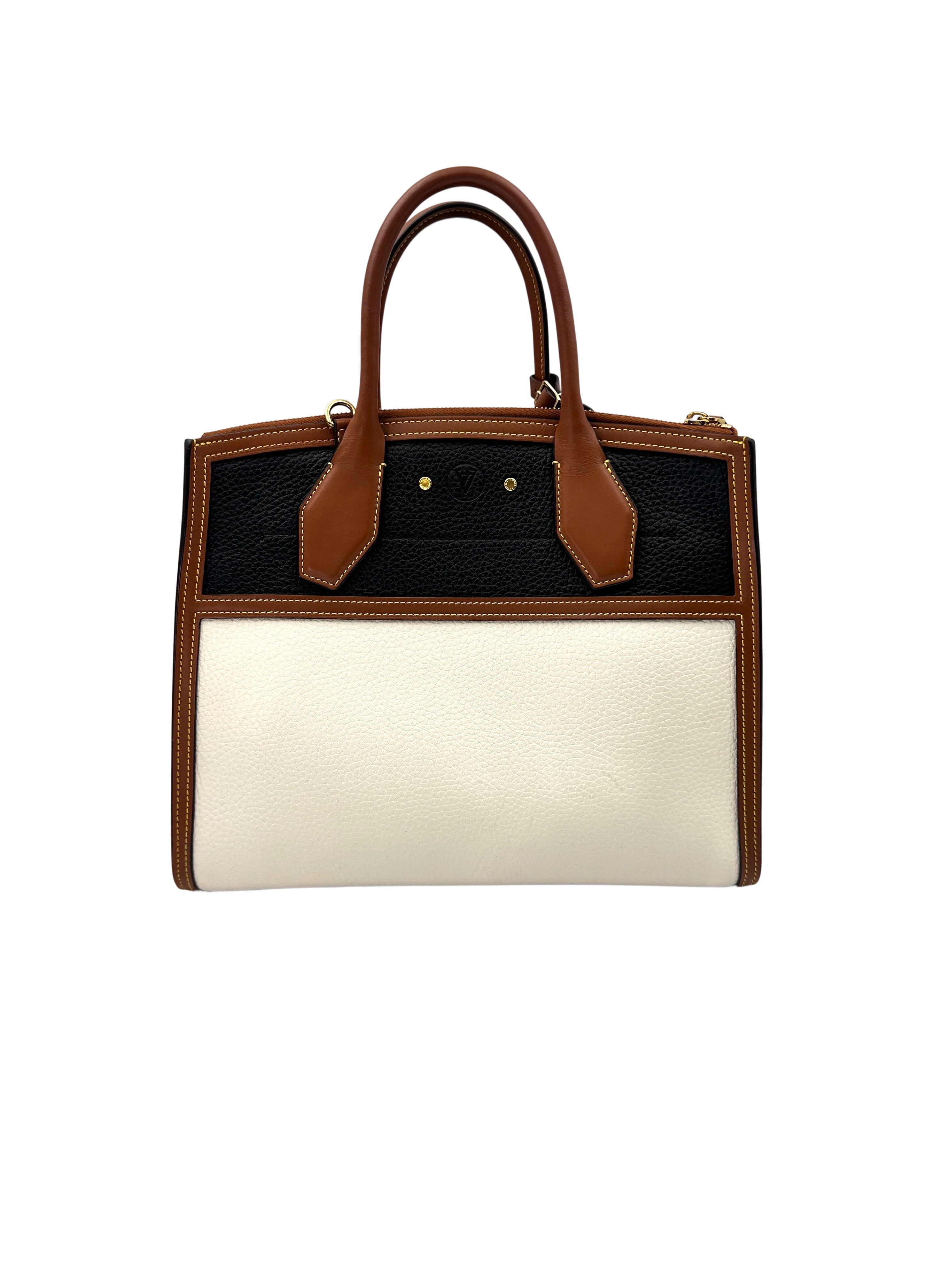 Louis Vuitton City Steamer Black/White Grained Leather Handle Bag LV2608