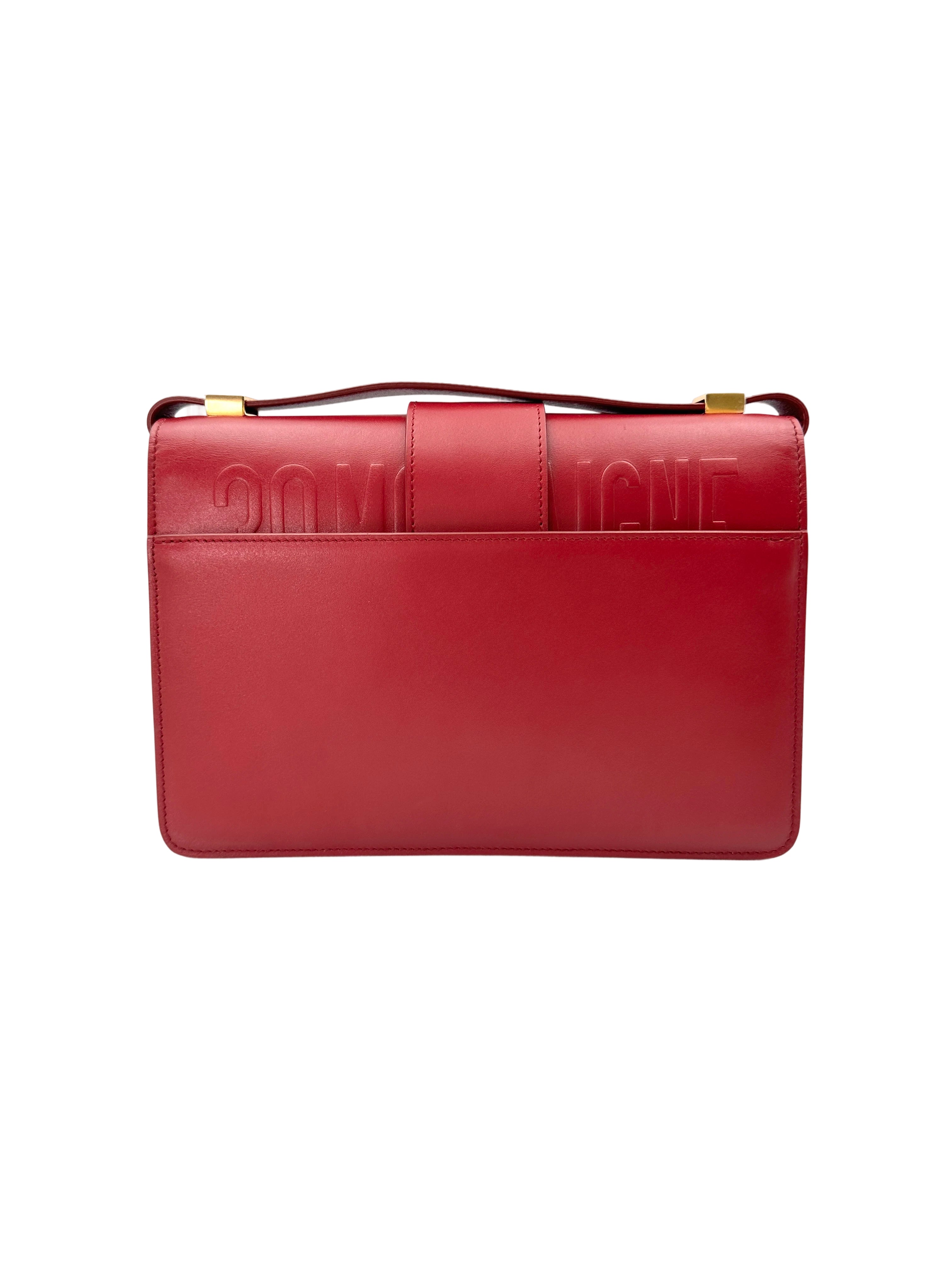 Christian Dior 30 Montaigne Red Leather Medium Size Box Bag DR717