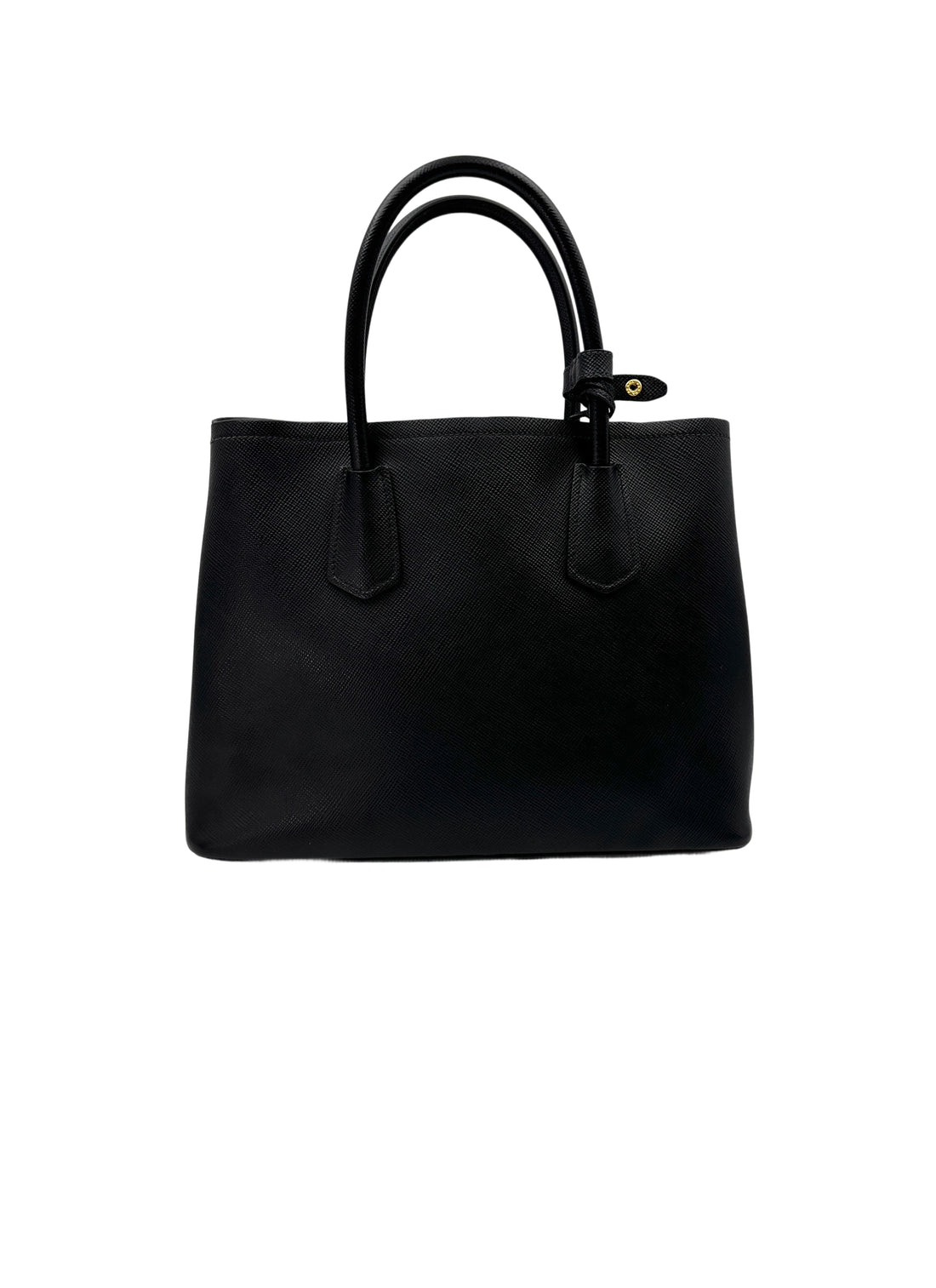 Prada Double Black Saffiano Cuir Leather Handle Bag PR309