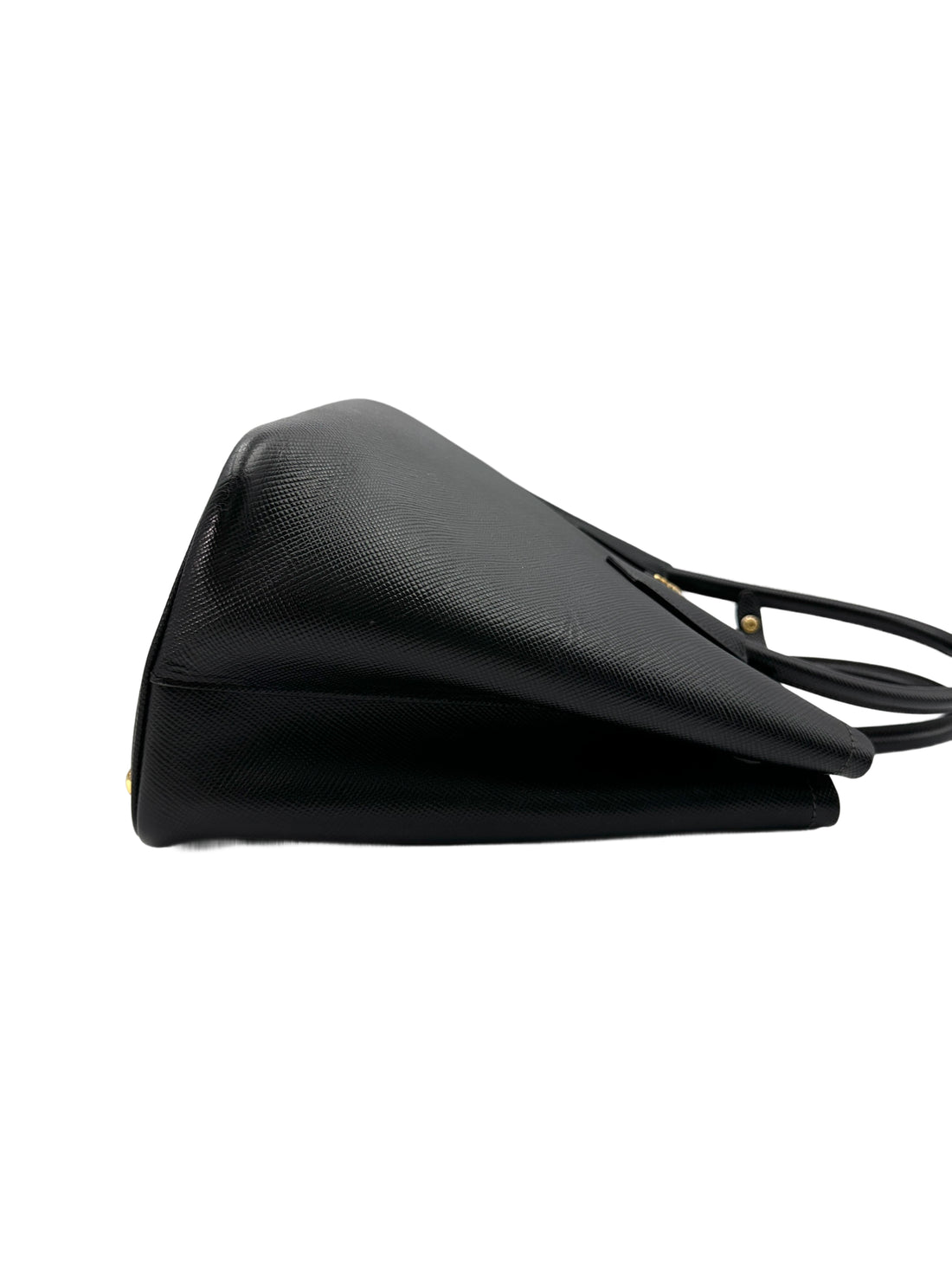 Prada Double Black Saffiano Cuir Leather Handle Bag PR309