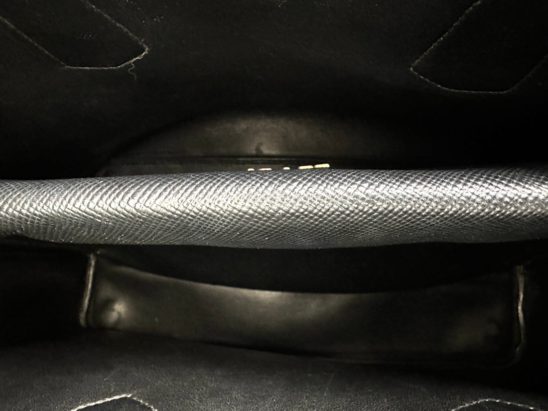 Prada Double Black Saffiano Cuir Leather Handle Bag PR309