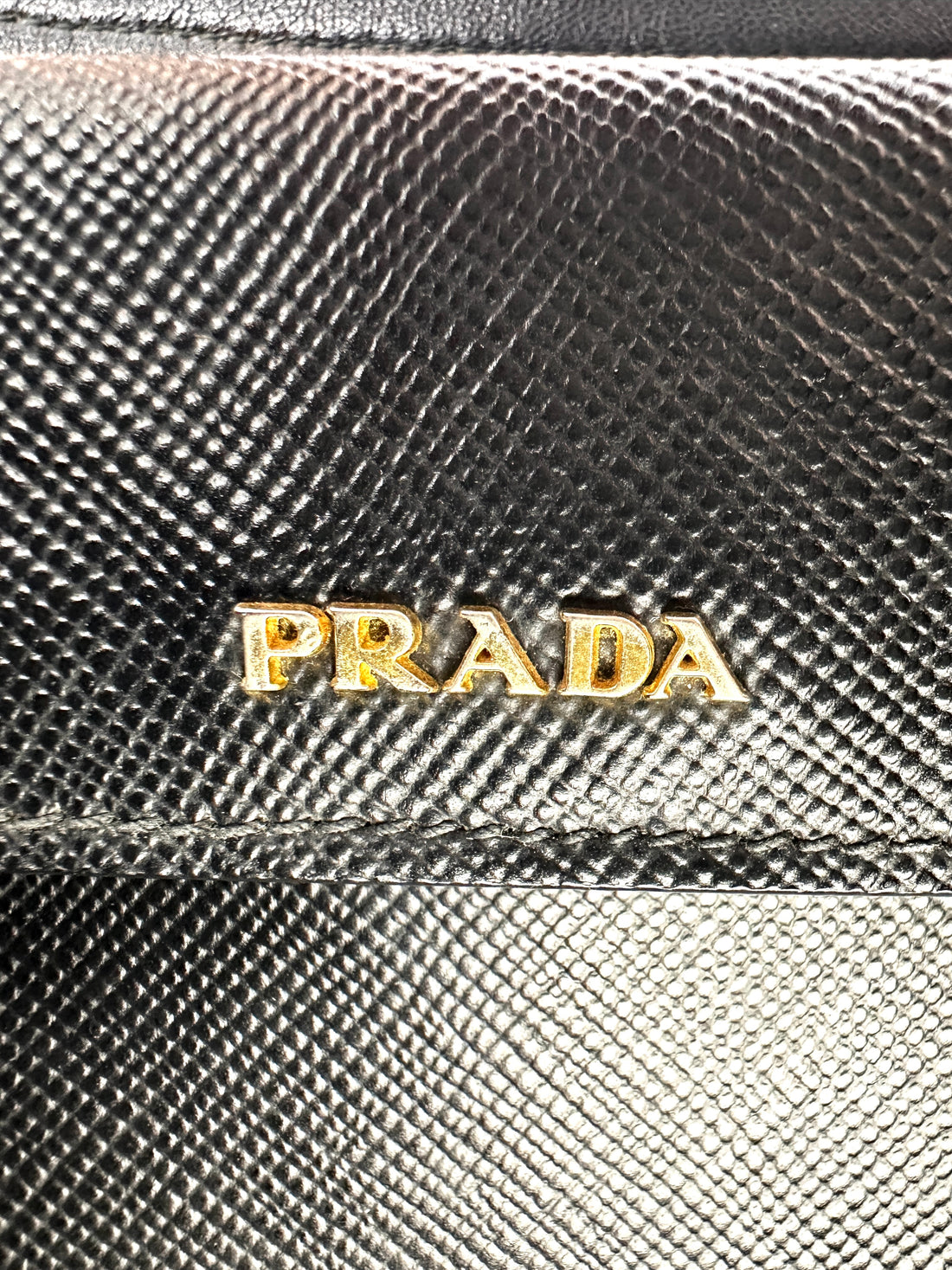 Prada Double Black Saffiano Cuir Leather Handle Bag PR309