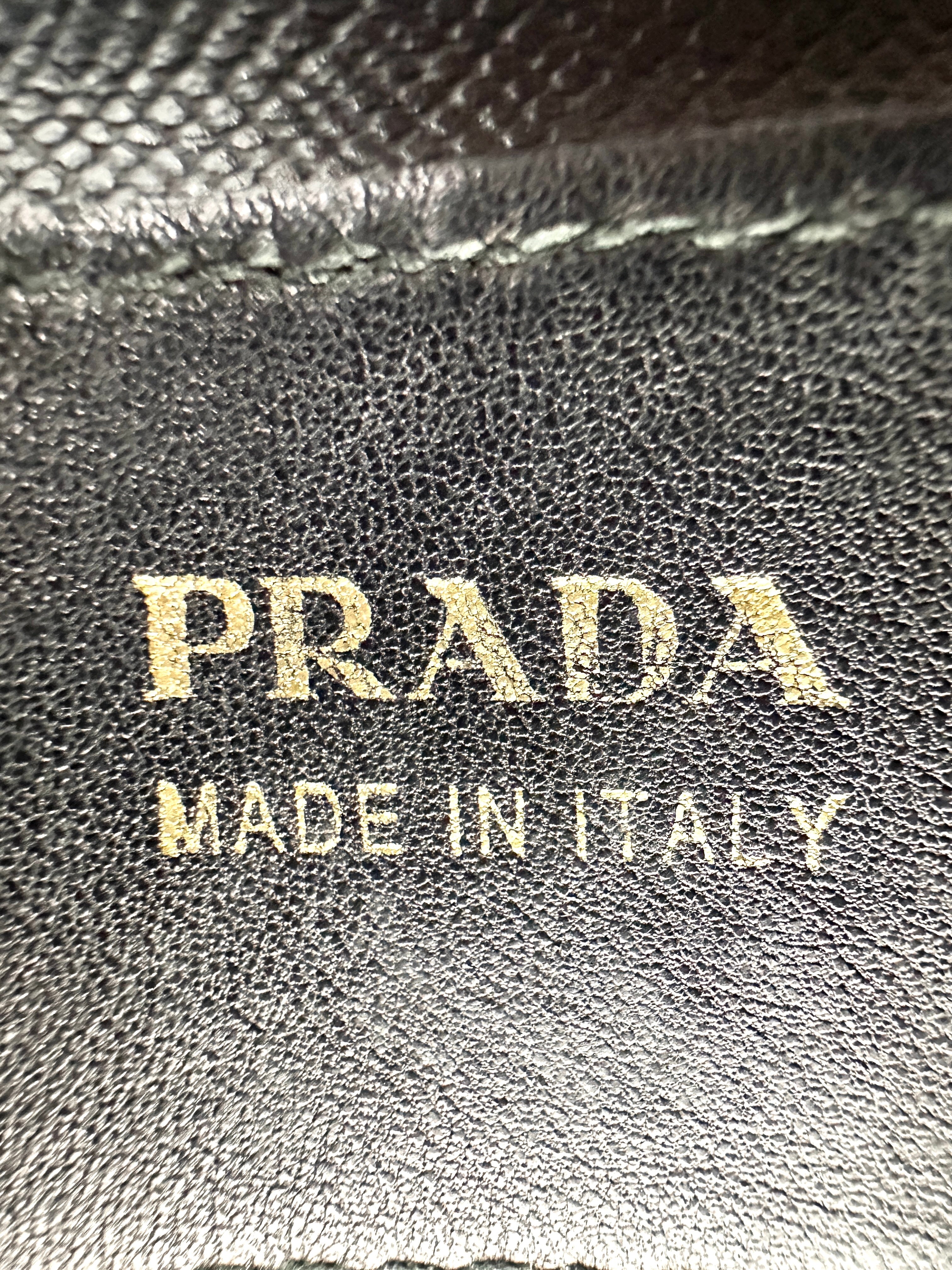 Prada Double Black Saffiano Cuir Leather Handle Bag PR309
