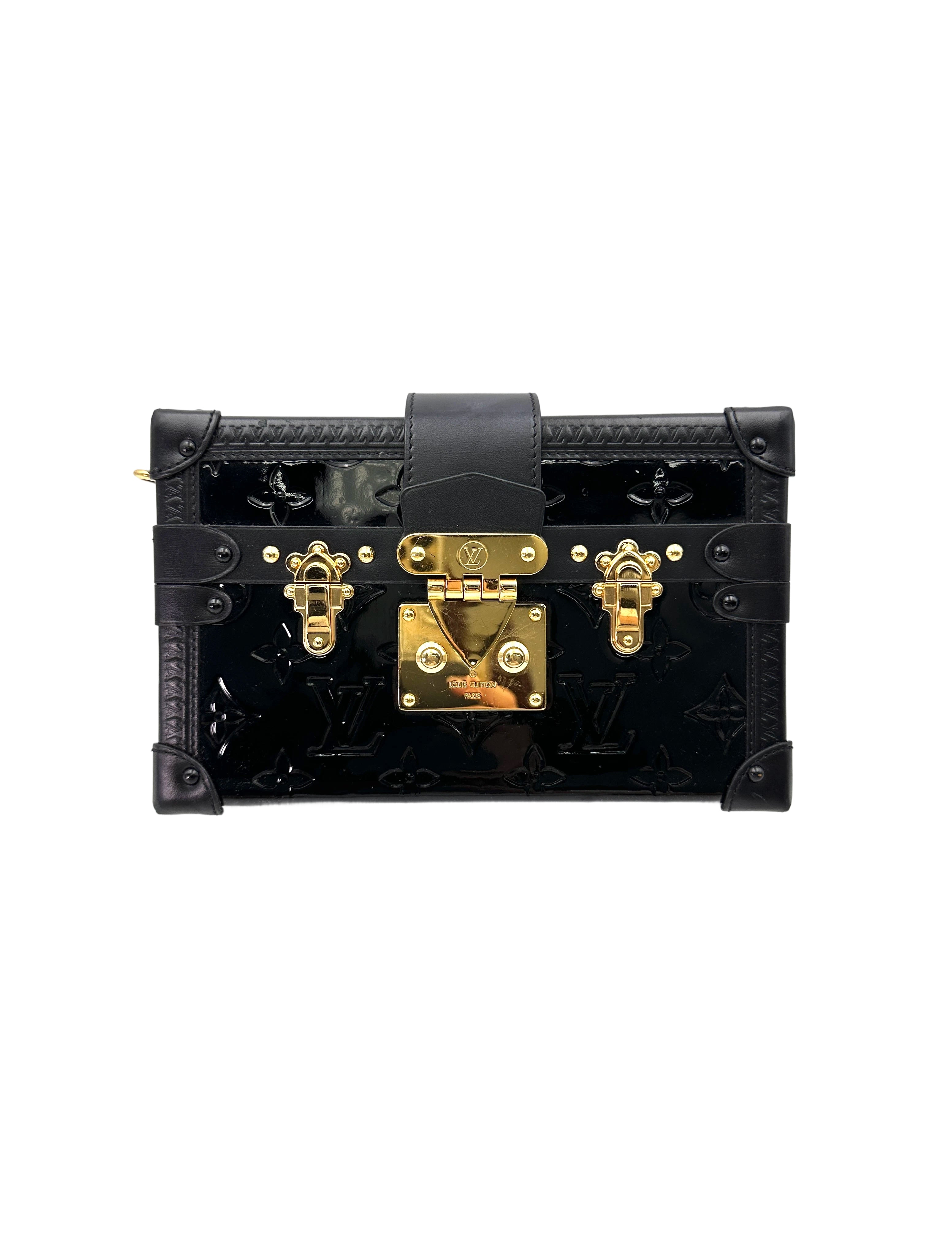 Louis Vuitton Petite Malle Black Monogram Vernis Shoulder Bag LV2613