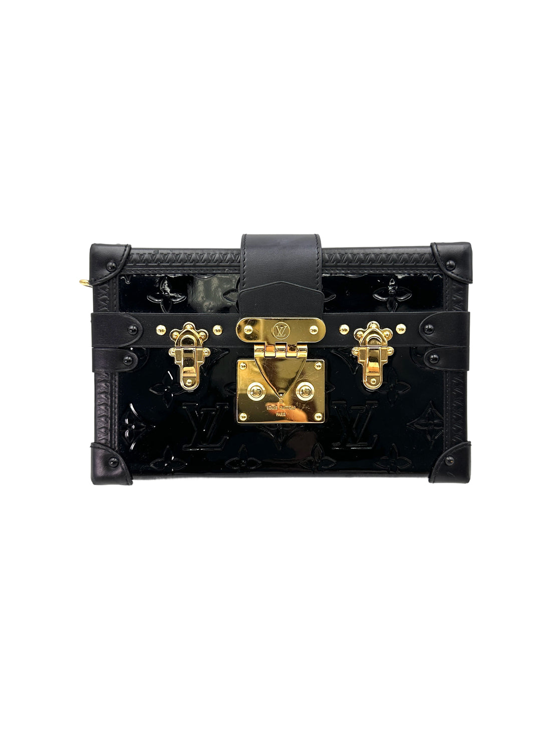 Louis Vuitton Petite Malle Black Monogram Vernis Shoulder Bag LV2613