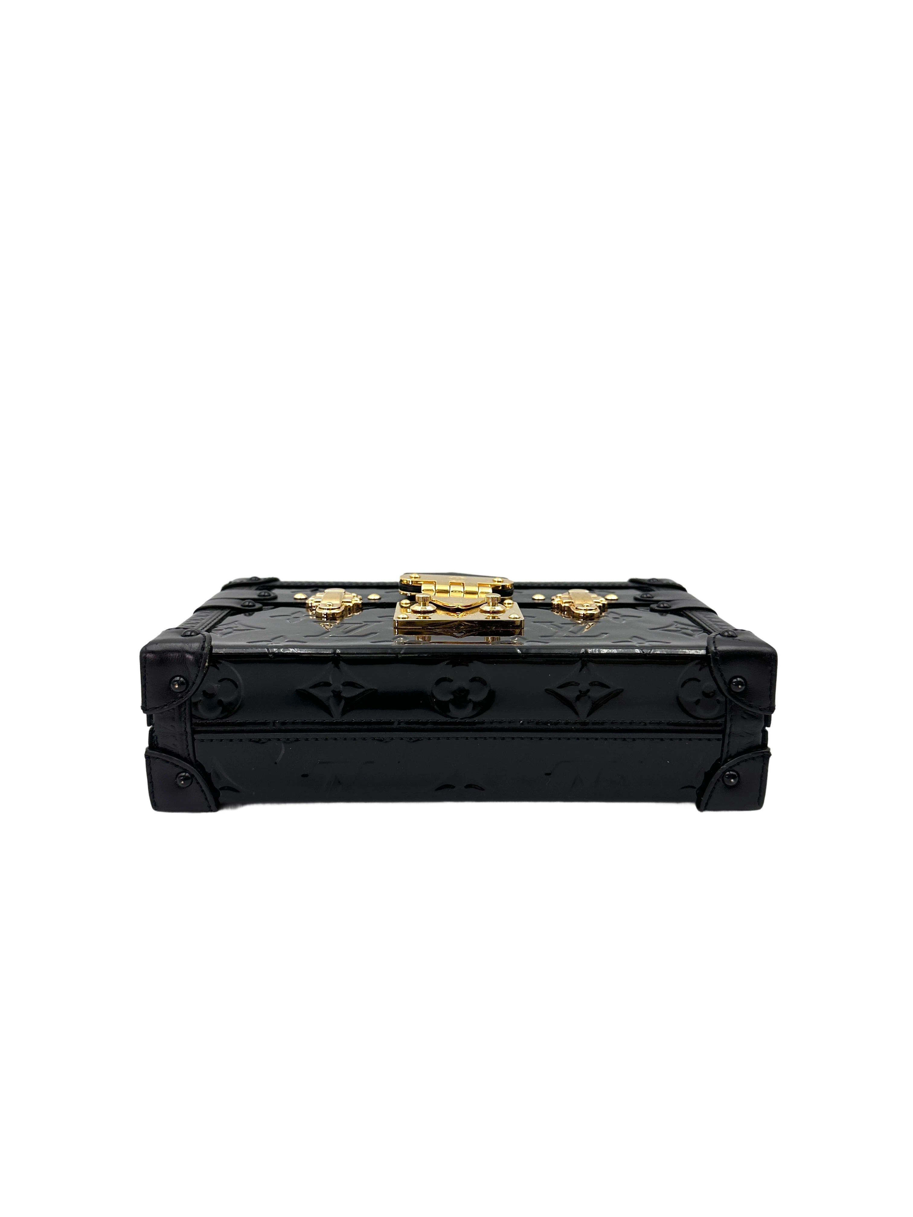 Louis Vuitton Petite Malle Black Monogram Vernis Shoulder Bag LV2613