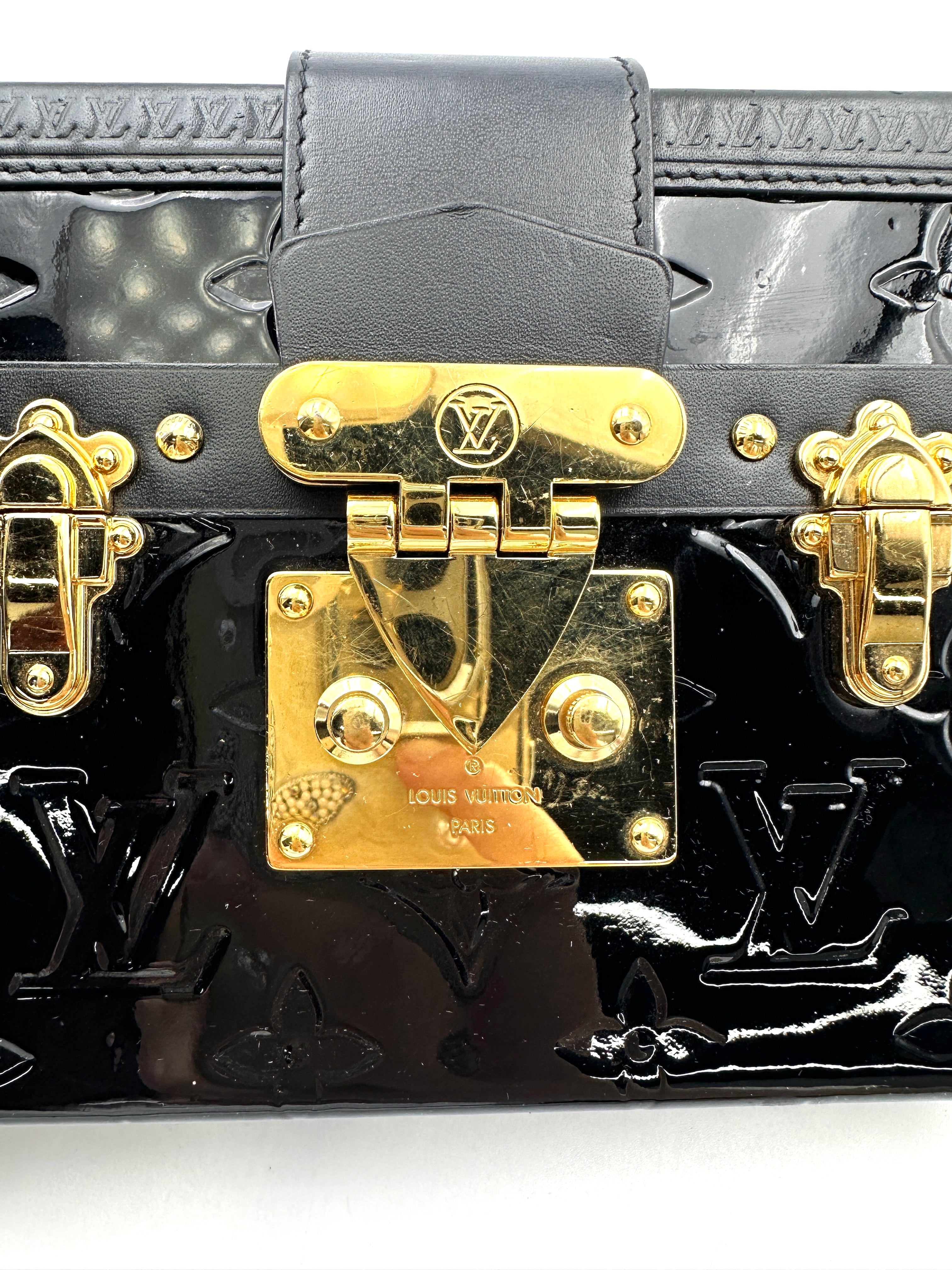 Louis Vuitton Petite Malle Black Monogram Vernis Shoulder Bag LV2613