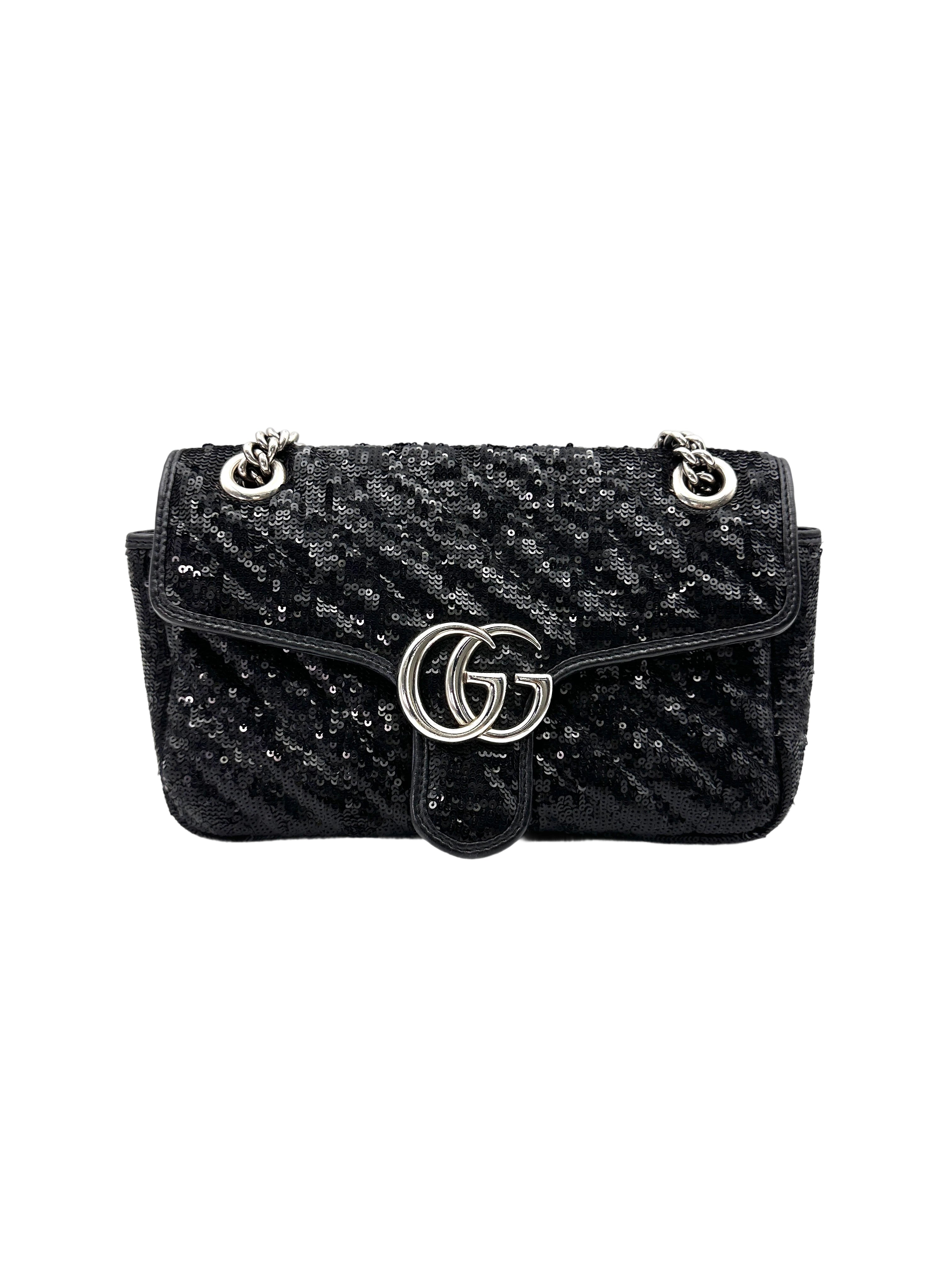 Gucci GG Marmont Black Sequin Shoulder Bag GG914