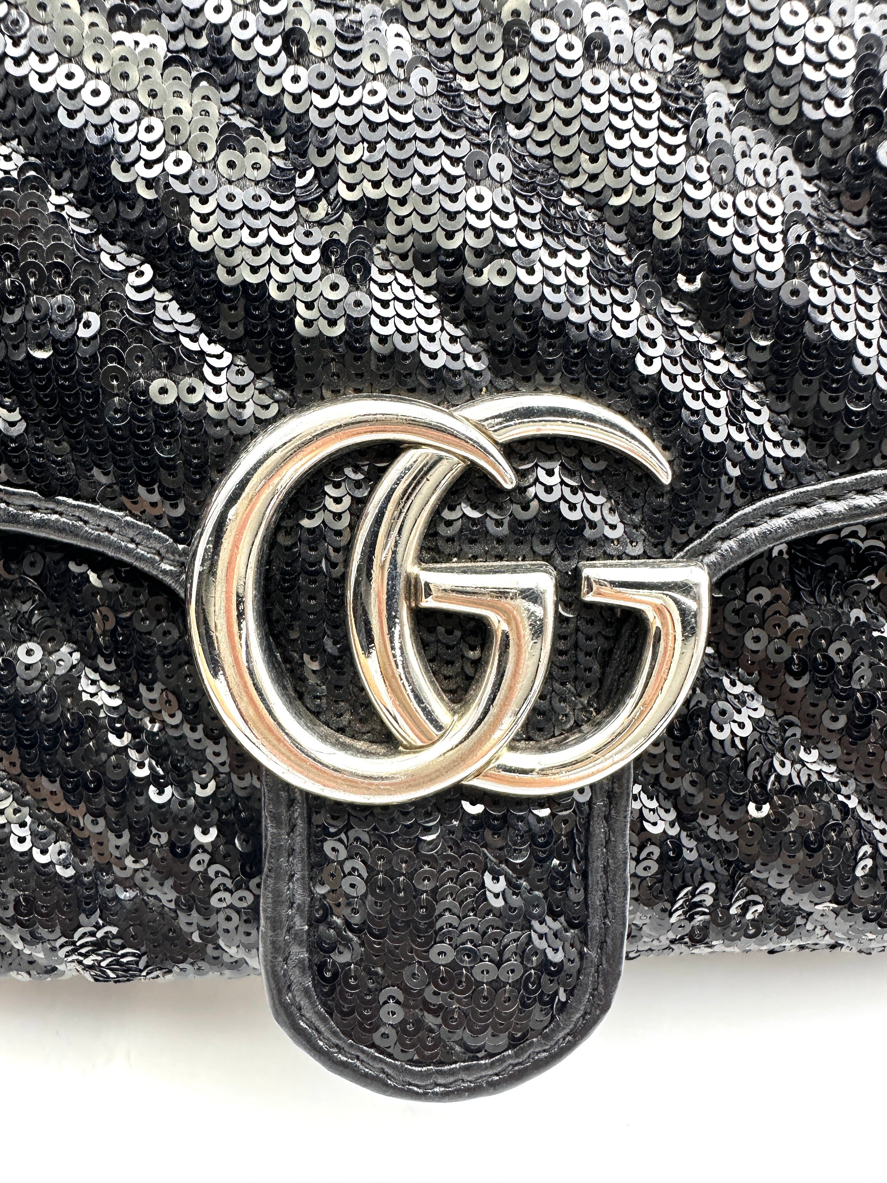 Gucci GG Marmont Black Sequin Shoulder Bag GG914